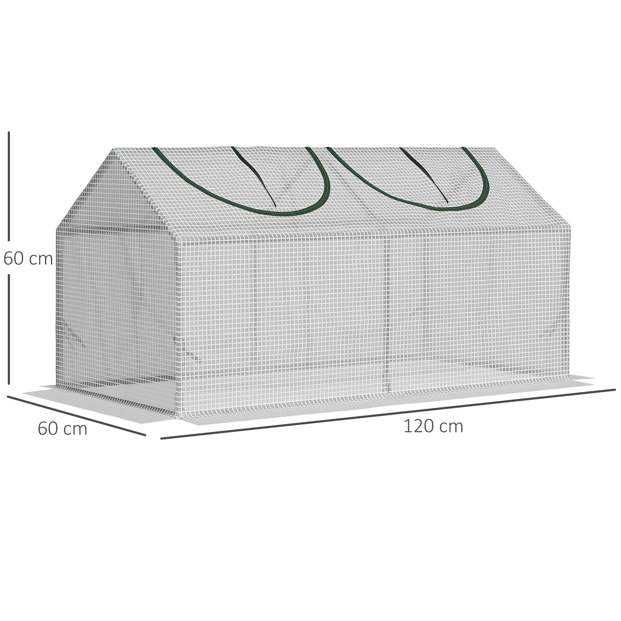 Outsunny Gewächshaus mit Fernster, PE-Gitterfolie, Foliengewächshaus aus Stahl, Treibhaus für Balkon, Garten, Tomatenhaus 120x60x60cm, Tomatengewächshaus für Gemüse, Blumen, Pflanzen, Weiß