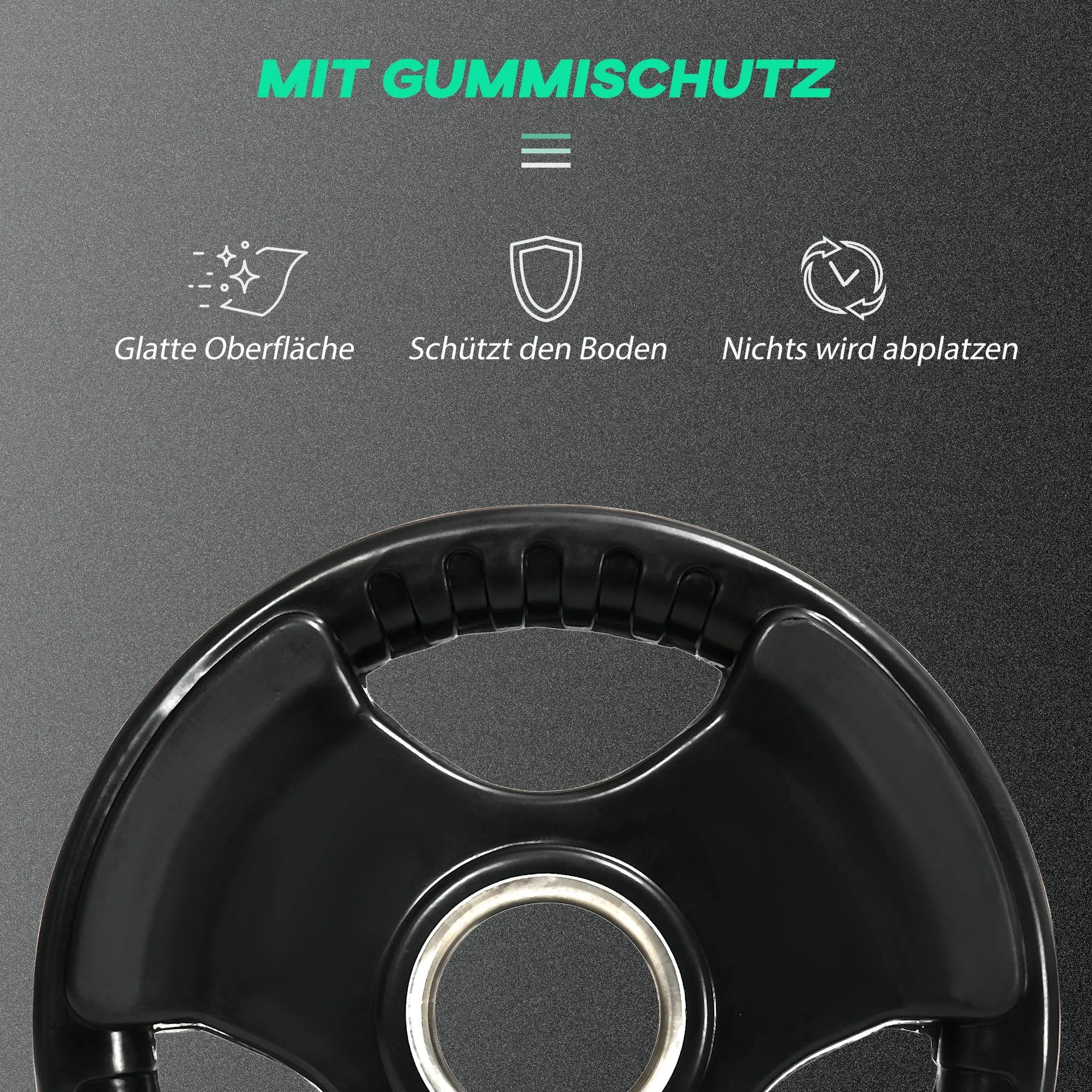 SPORTNOW Hantelscheibe, 2er-Set, 10 kg pro Scheibe, drei Griffe, bodenschonender Gummimantel, Metall