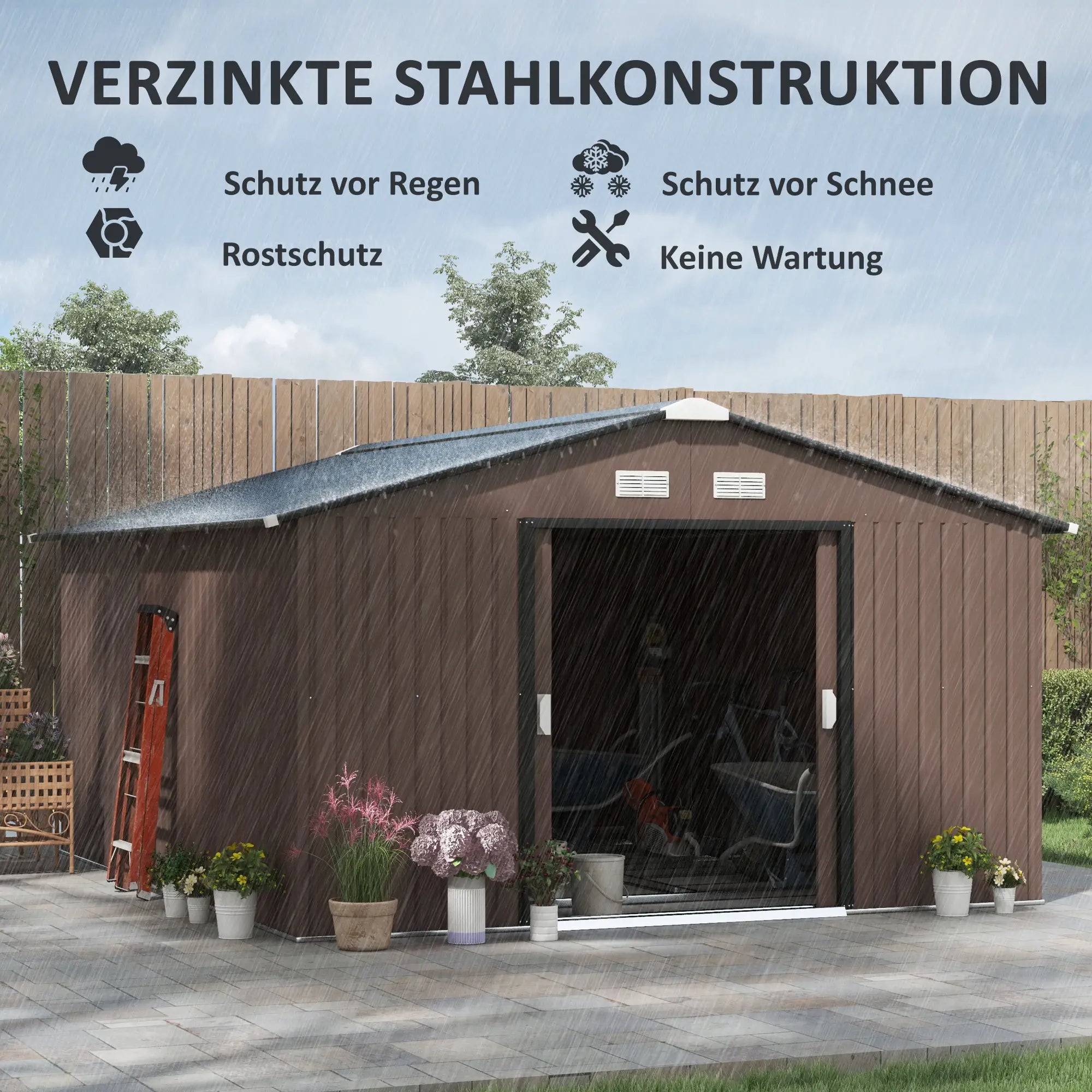 Outsunny Gerätehaus 12,4 m² Braun