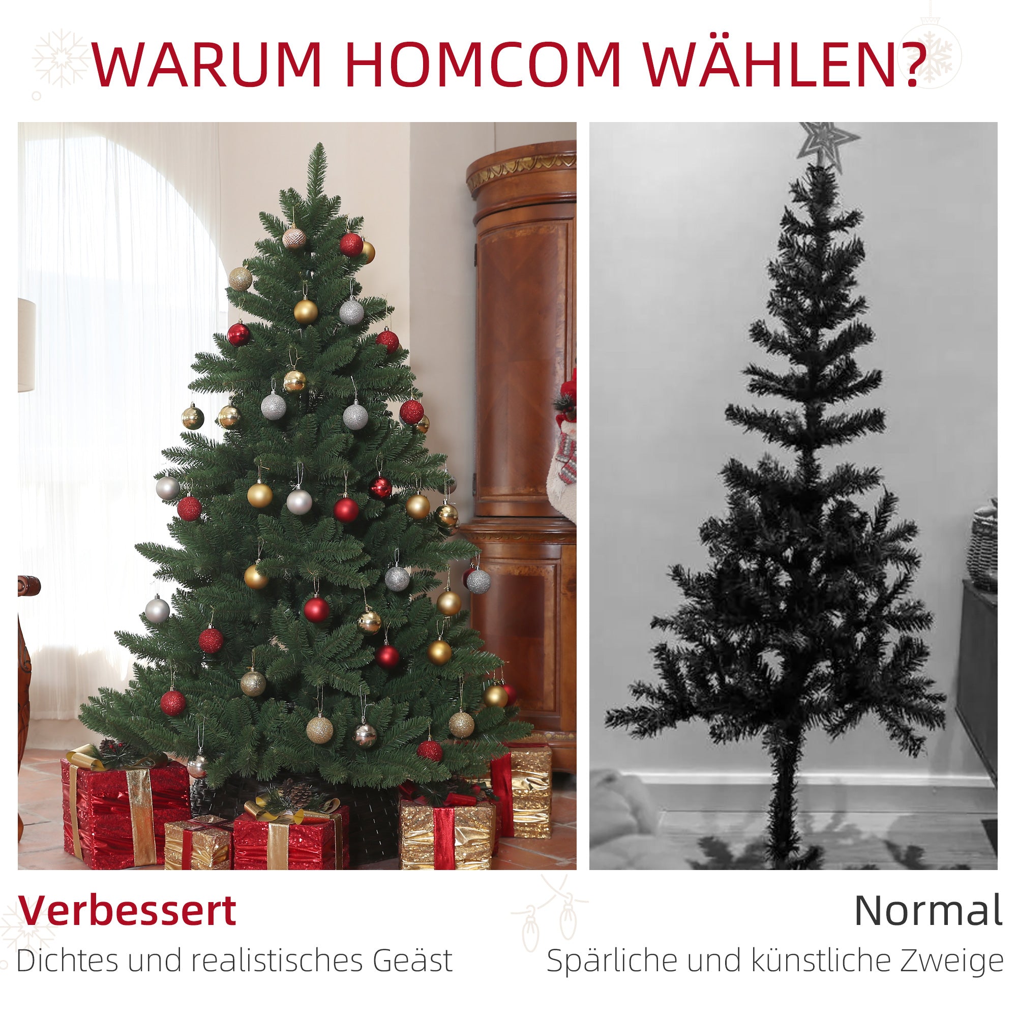 HOMCOM Weihnachtsbaum, Nordmanntanne, naturgetreu, breit & üppig, 180 x ?120 cm, Grün