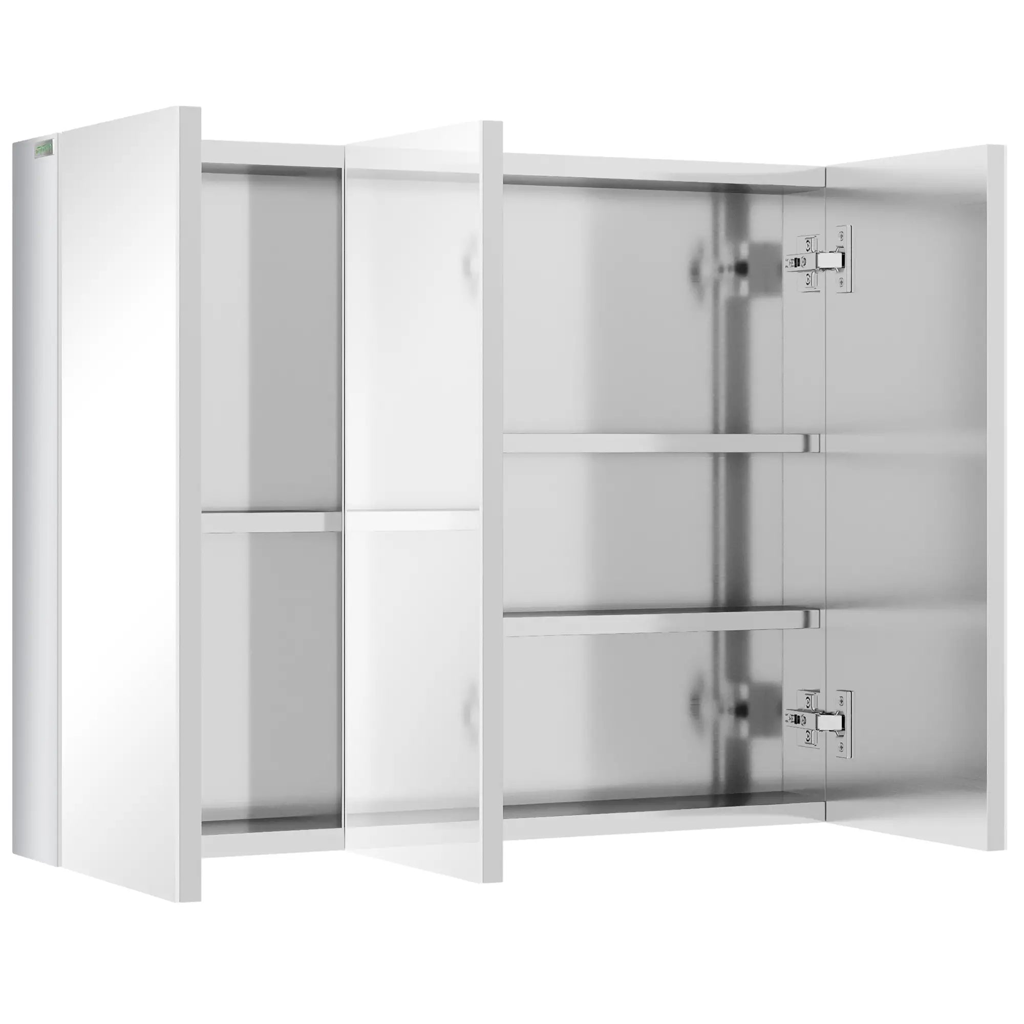 kleankin Spiegelschrank Badezimmerschrank Wandmontage Spiegeltüren Edelstahl