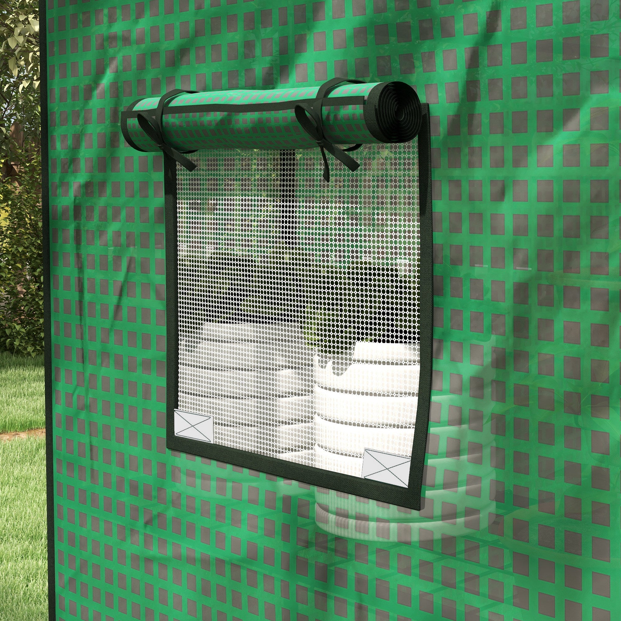 Outsunny Ersatzfolie für Gewächshaus, Ersatzabdeckung mit UV-Schutz, Rolltür, Seitenfenster, 140 x 73 x 190 cm, Grün