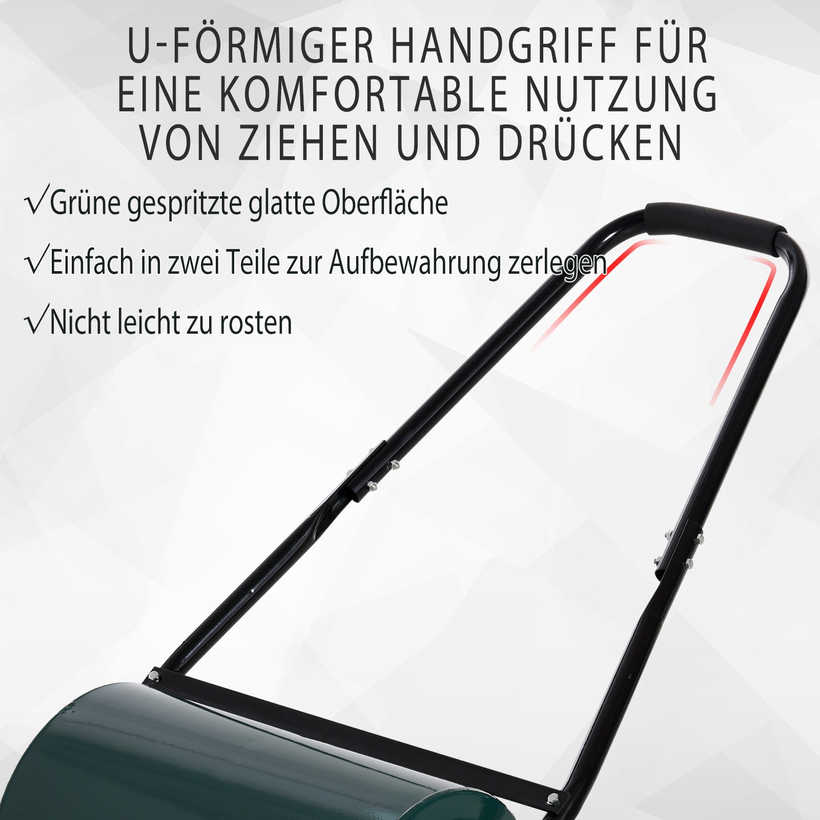 Outsunny Rasenwalze Gartenrolle Gartenwalze mit U-Griff 31 cm Durchmesser 30 cm Arbeitsbreit 40 L Wasser-/Sandfüllunge Metall Grün
