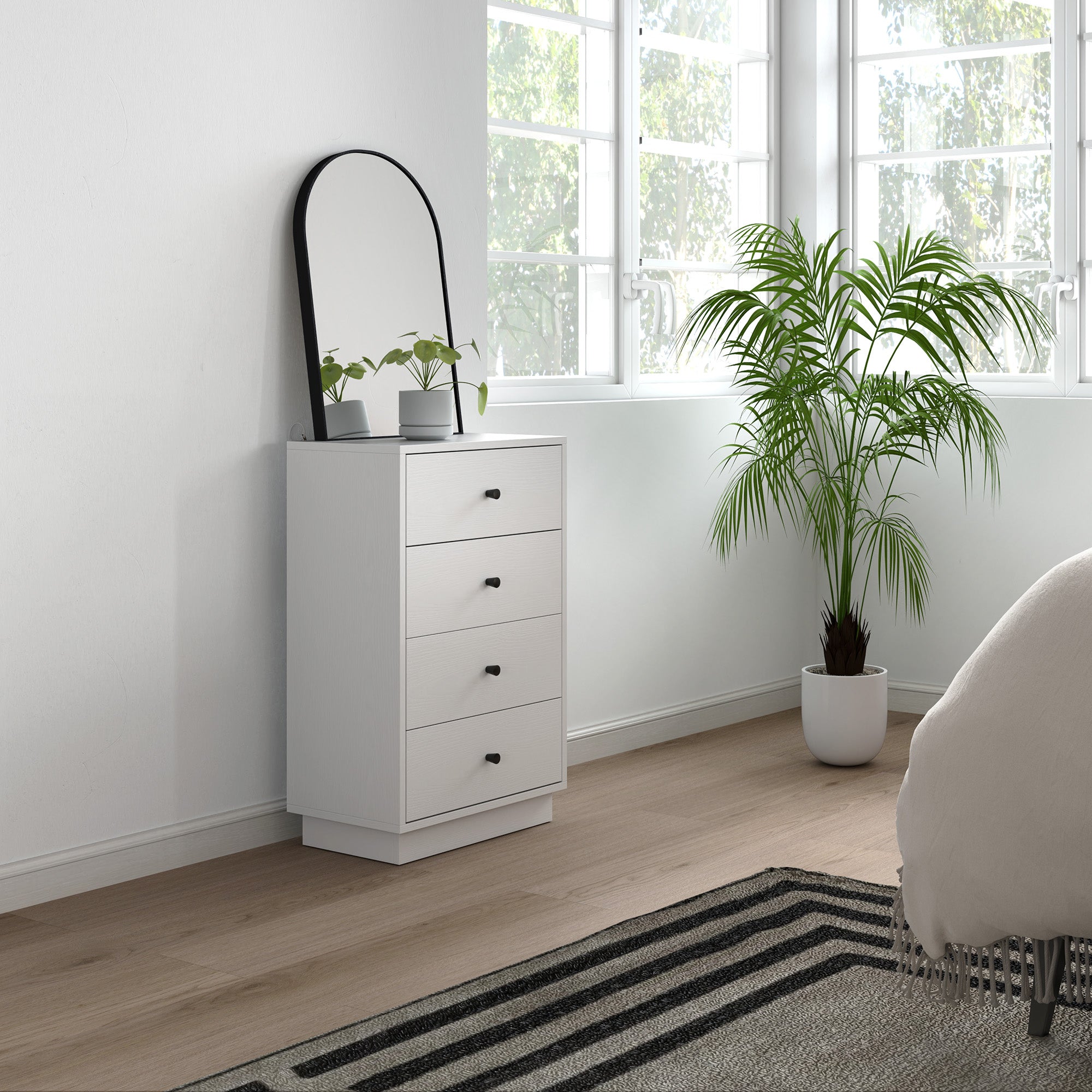 HOMCOM Kommode Sideboard mit 7 Schubladen Schrank aus Holzwerkstoff im Modern Stil 47 x 29 x 75 cm Weiß