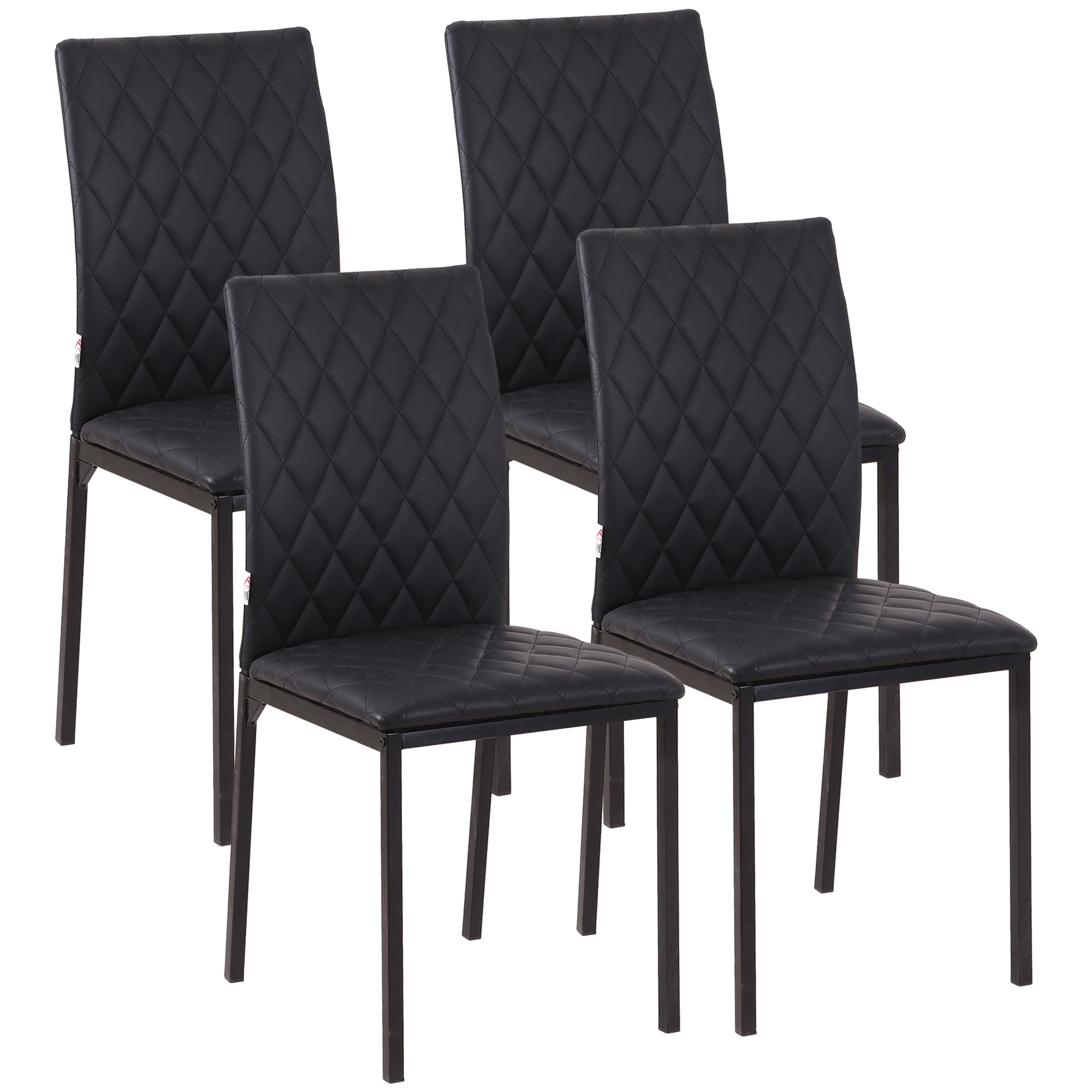 HOMCOM HOCMOM 4er-Set Stühle Esszimmerstühle Küchenstühle 41 cm x 50 cm x 91 cm, Schwarz