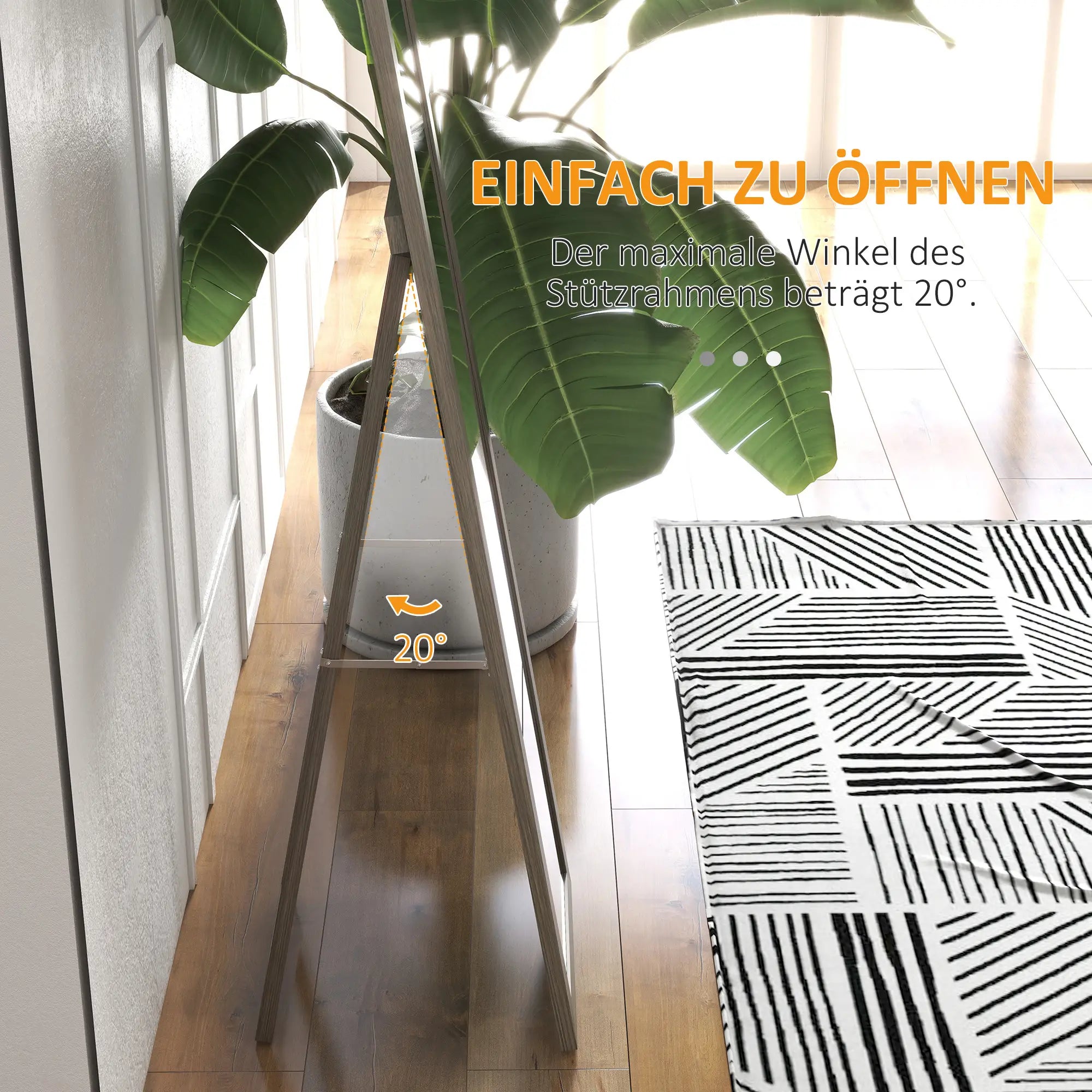 HOMCOM Standspiegel Ganzkörperspiegel rustikaler Holzrahmen Wandmontage