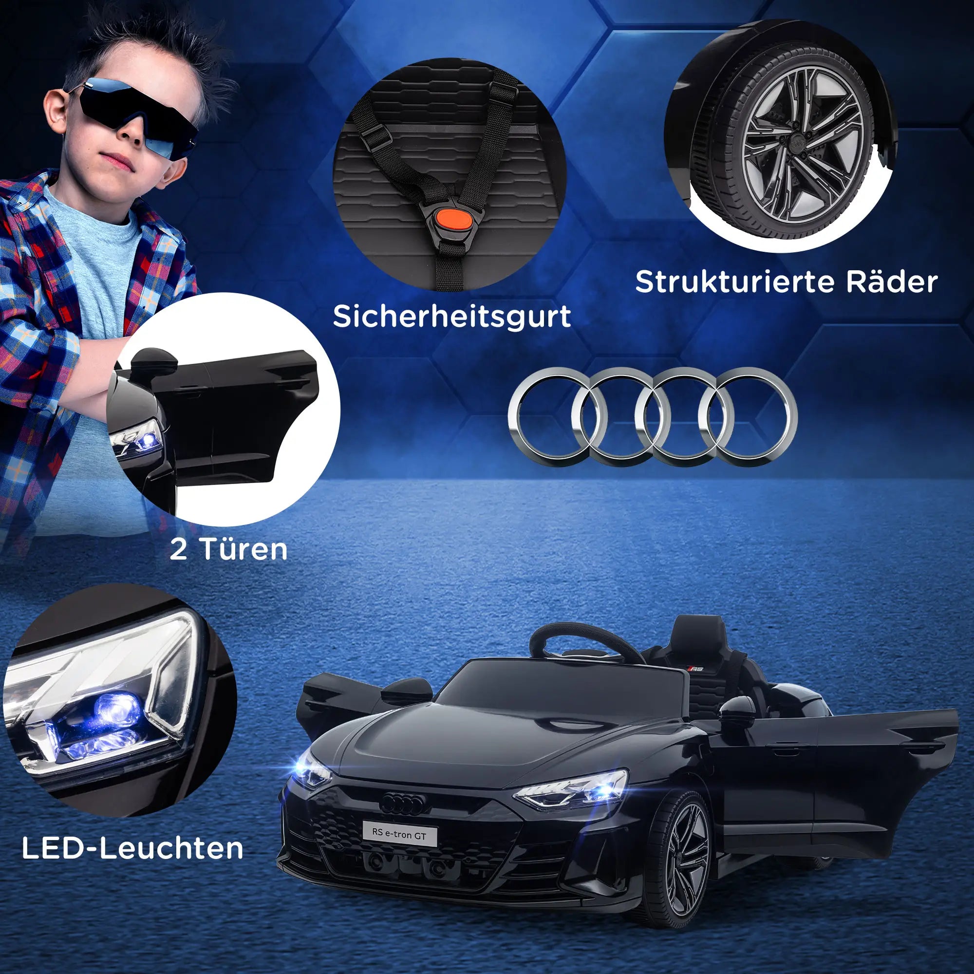 HOMCOM Kinder Elektroauto mit Fernbedienung & Musikfunktion