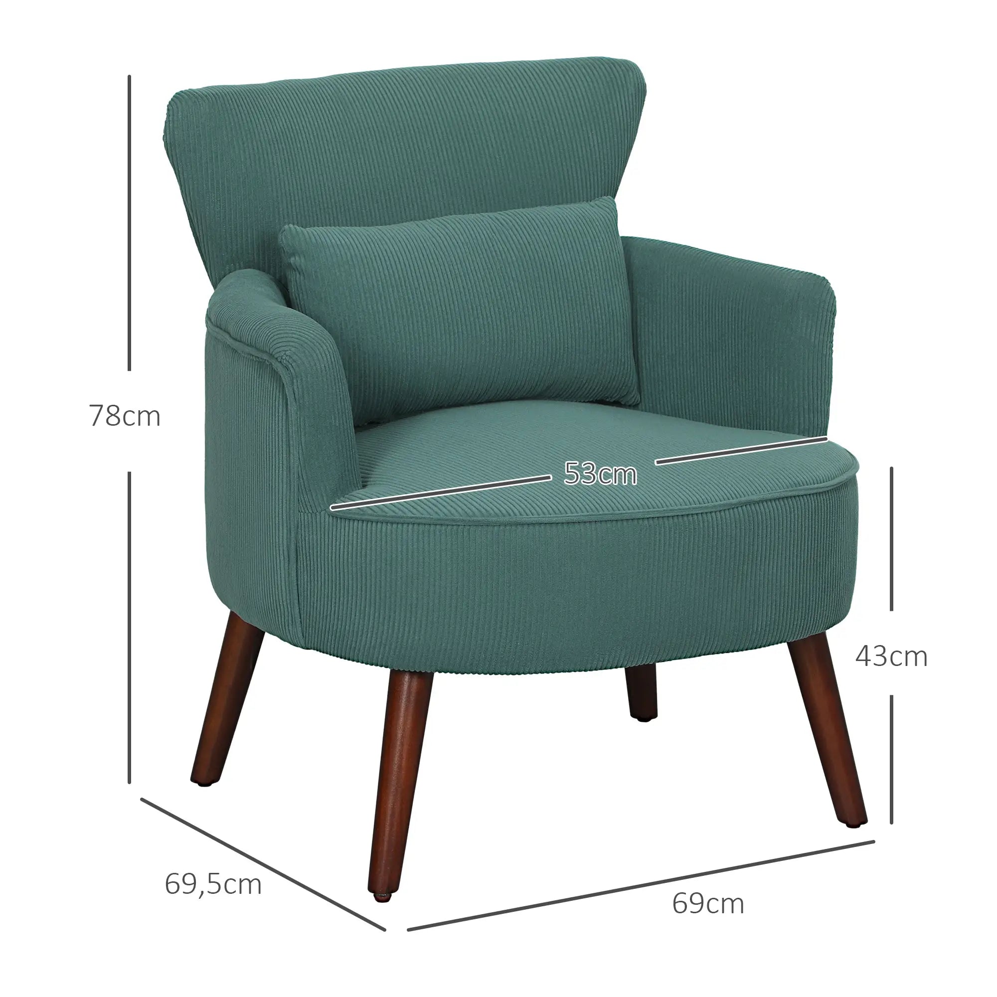 HOMCOM Polstersessel Wohnzimmer weich & federnd Flügelrücken Dunkelgrün