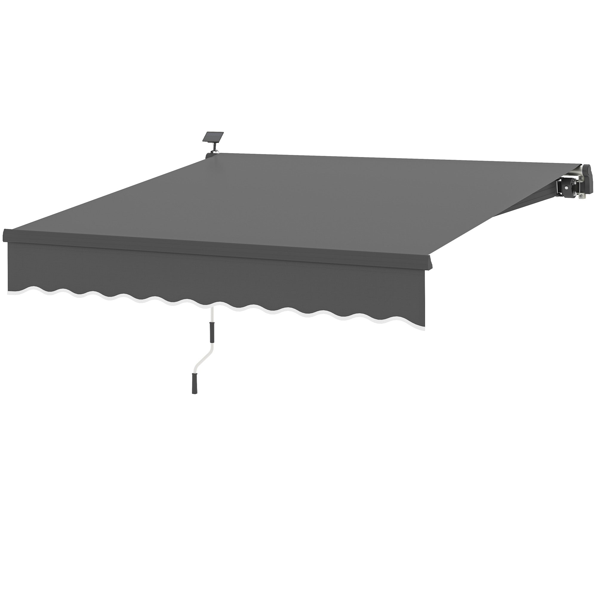 Outsunny Klemmmarkise mit Handkurbel Solar-Lichte Gelenkarmmarkise Markise Sonnenschutz UV 50+ 300 cm breit Grau