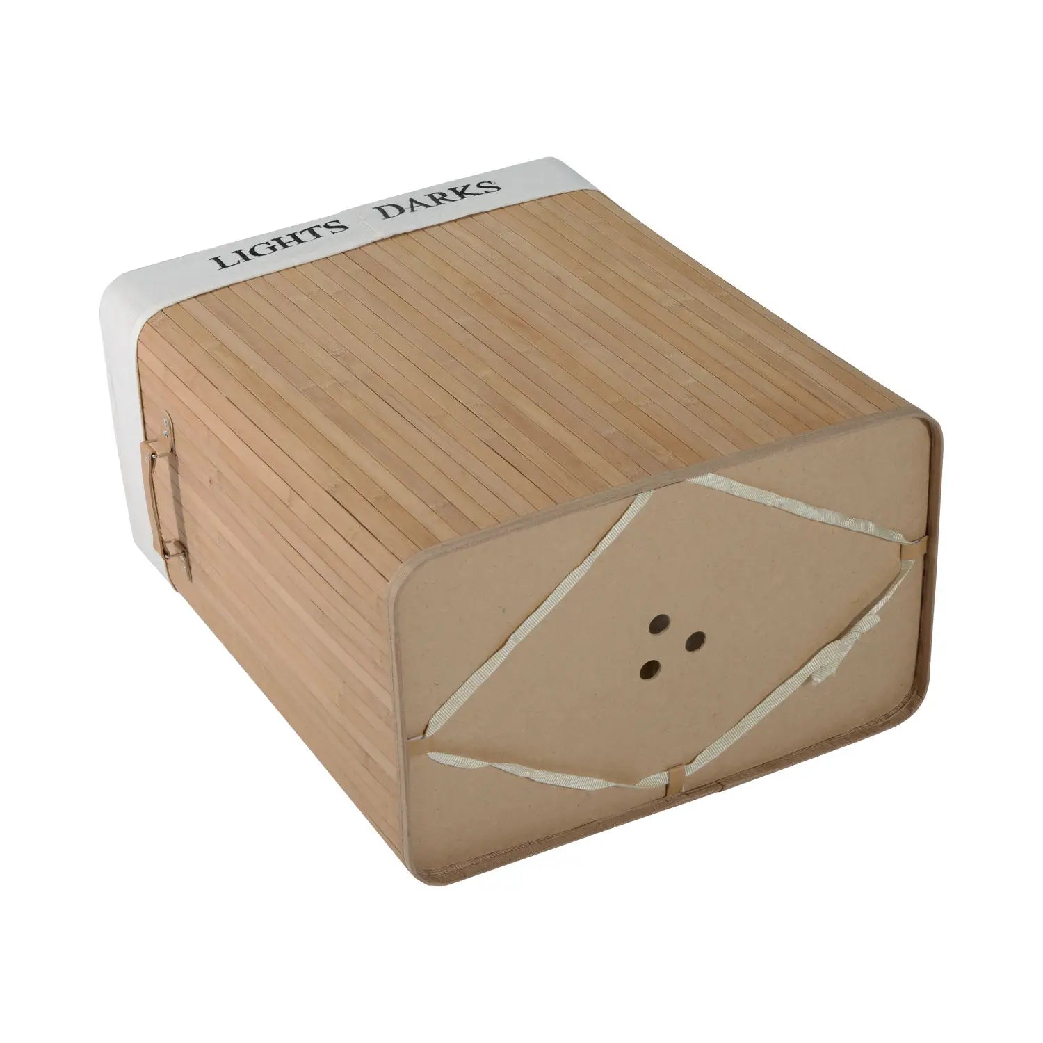 HOMCOM Bambus Wäschekorb mit Deckel 100 L Wäschesammler mit PU-Griffen, Wäschesack aus Segeltuch, Laundry Baskets Wäschesortierer für Waschküche Schlafzimmer Badezimmer Natur