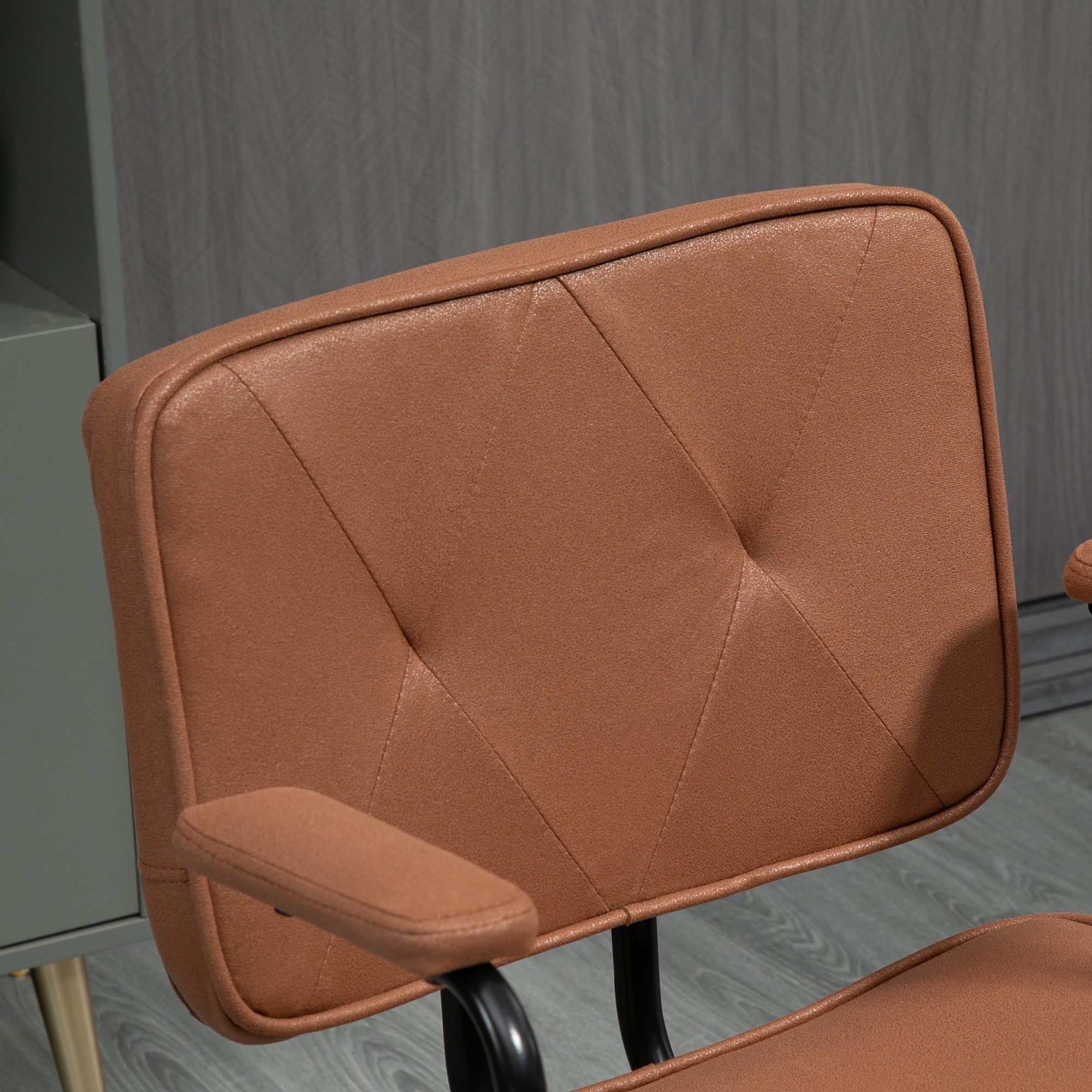 Vinsetto Bürostuhl mit Rollen Drehstuhl Schreibtischstuhl für Büro höhenverstellbar mit Wippfunktion 360°-Drehung neigbar Schaumstoff Braun 61 x 58 x 82-91 cm