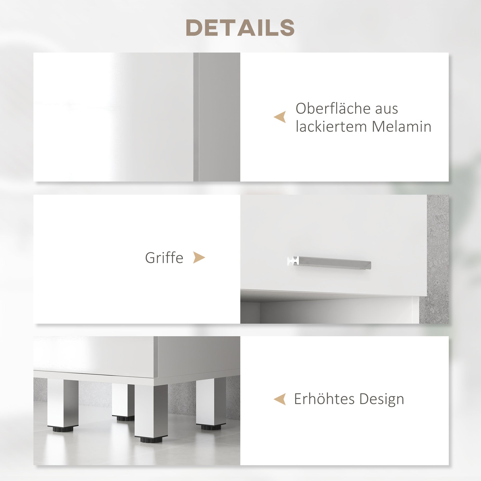 kleankin Badezimmerschrank, Badkommode, mit Regalen und Schublade, verstellbar, Weiß