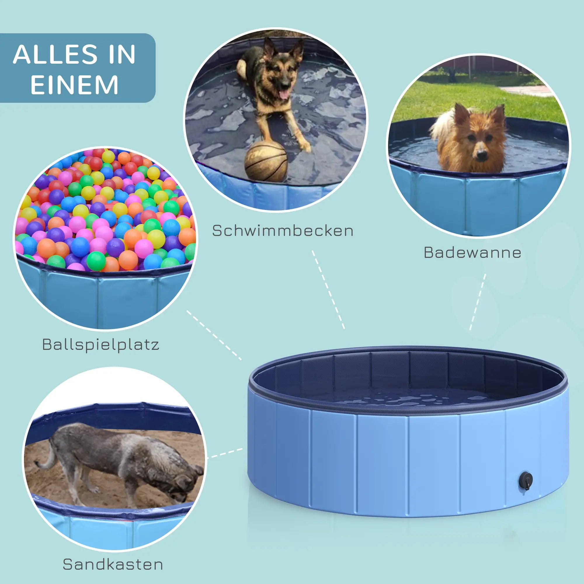 PawHut Hundepool faltbar vielseitig einsetzbar Holz