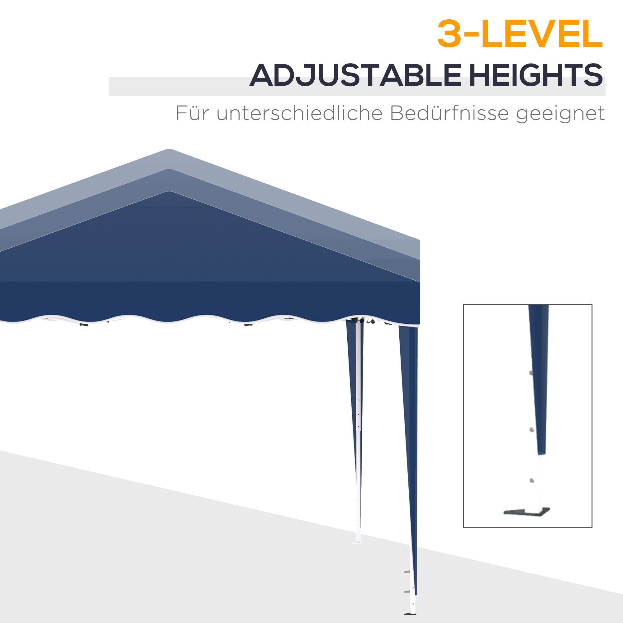 Outsunny Faltpavillon Pavillon 3 x 3 m Gartenpavillon faltbar Partyzelt höhenverstellbar Gartenzelt mit Transporttasche UV-Schutz Stahl Oxford Blau