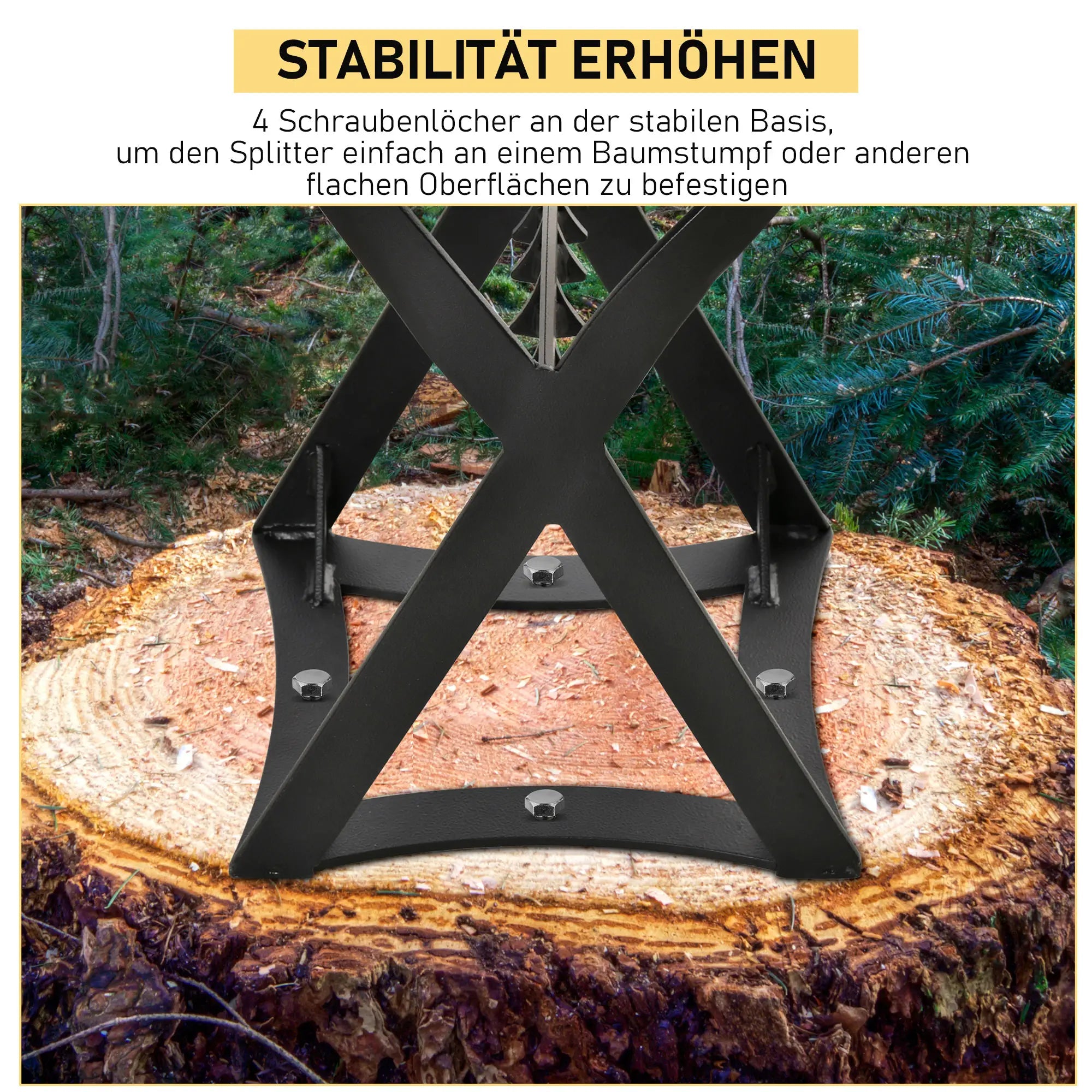 Outsunny Manueller Holzspalter aus Karbonstahl Brennholzspalter schnelles Brennholzspaltwerkzeug leicht zu bedienen für Campen Outdoor Schwarz 24,4 x 20,8 x 37,4 cm
