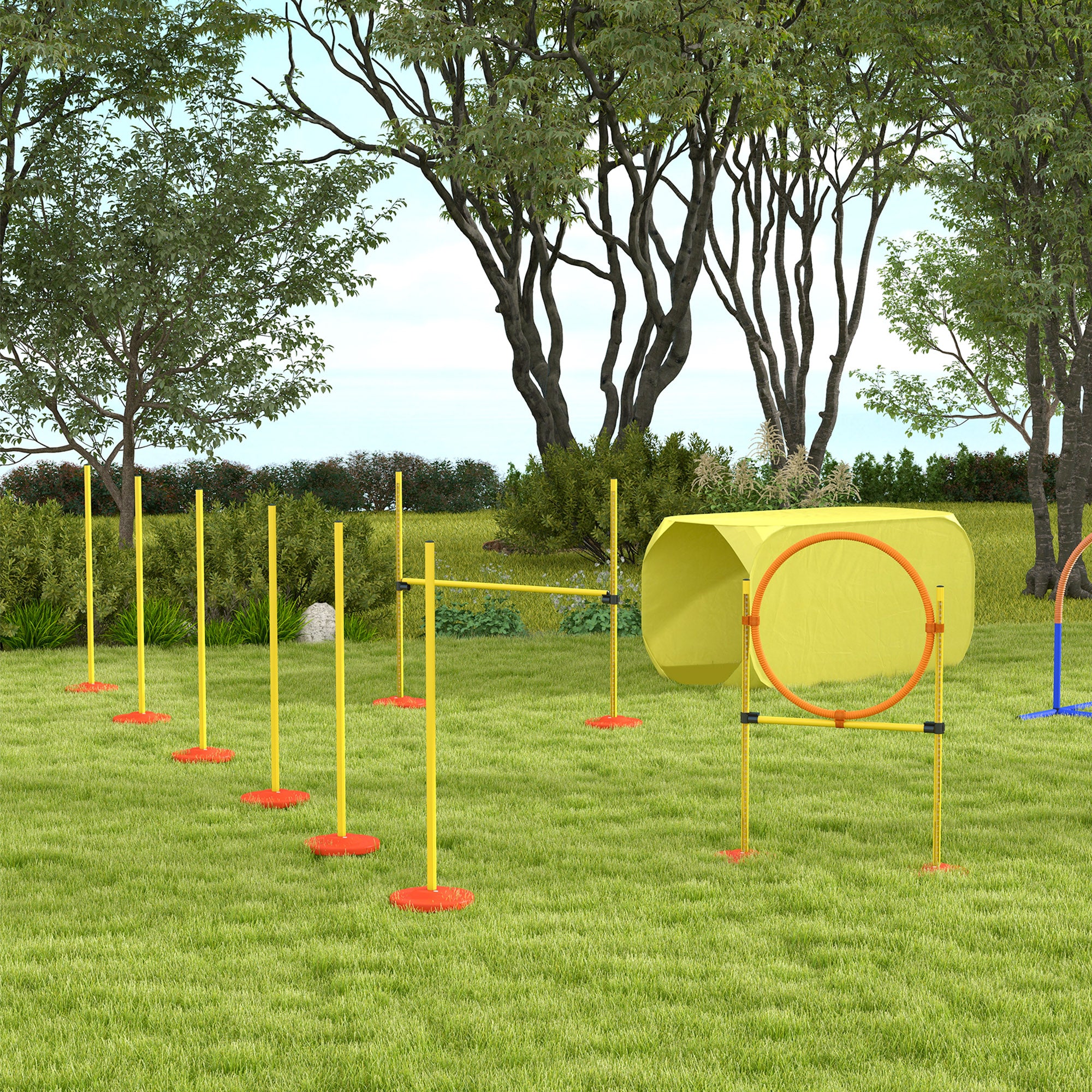 Pawhut Hunde Agility-Set mit 4 Hindernissen Rot+Gelb