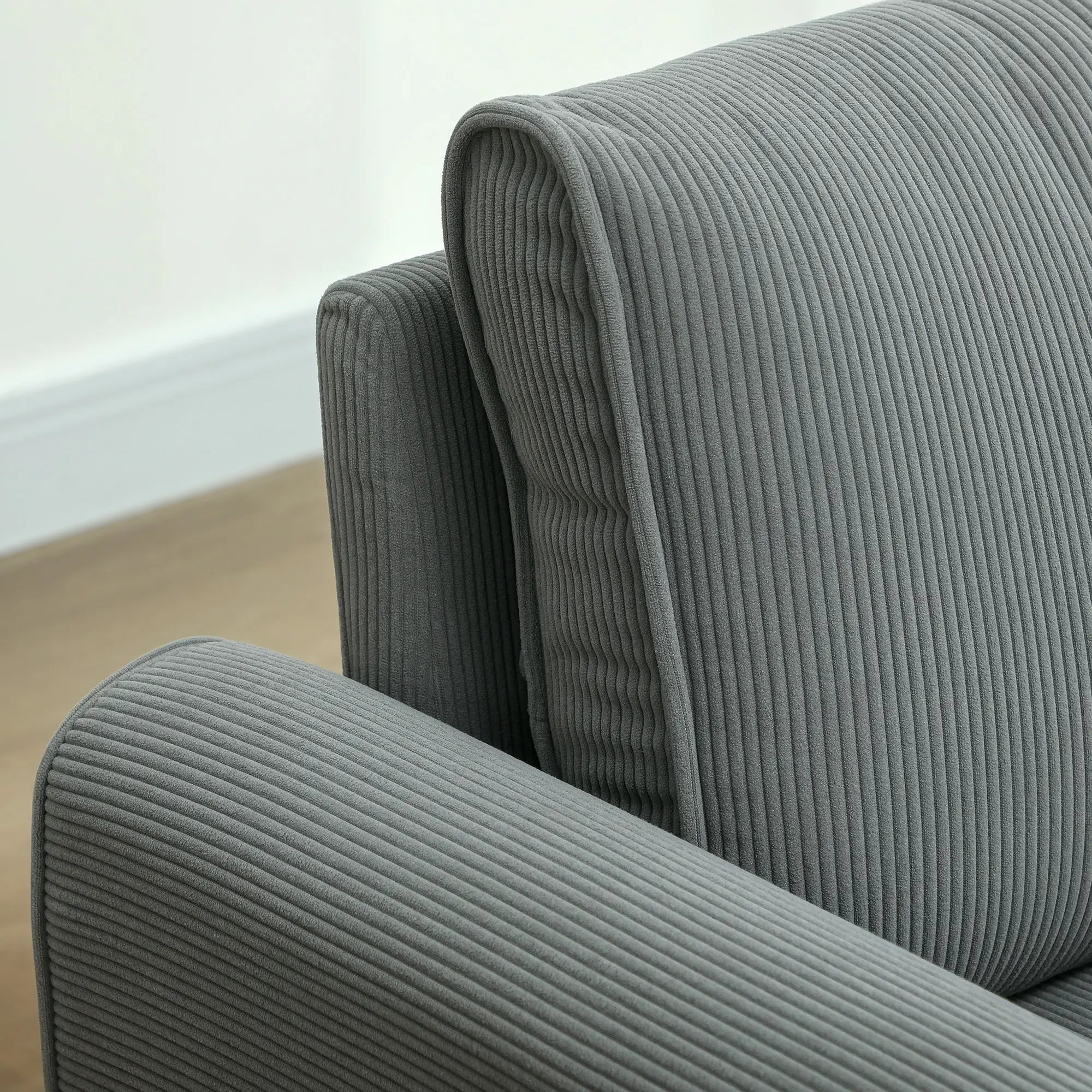 HOMCOM Zweisitzer Sofa Cord tiefe Sitze abnehmbare Kissen Dunkelgrau