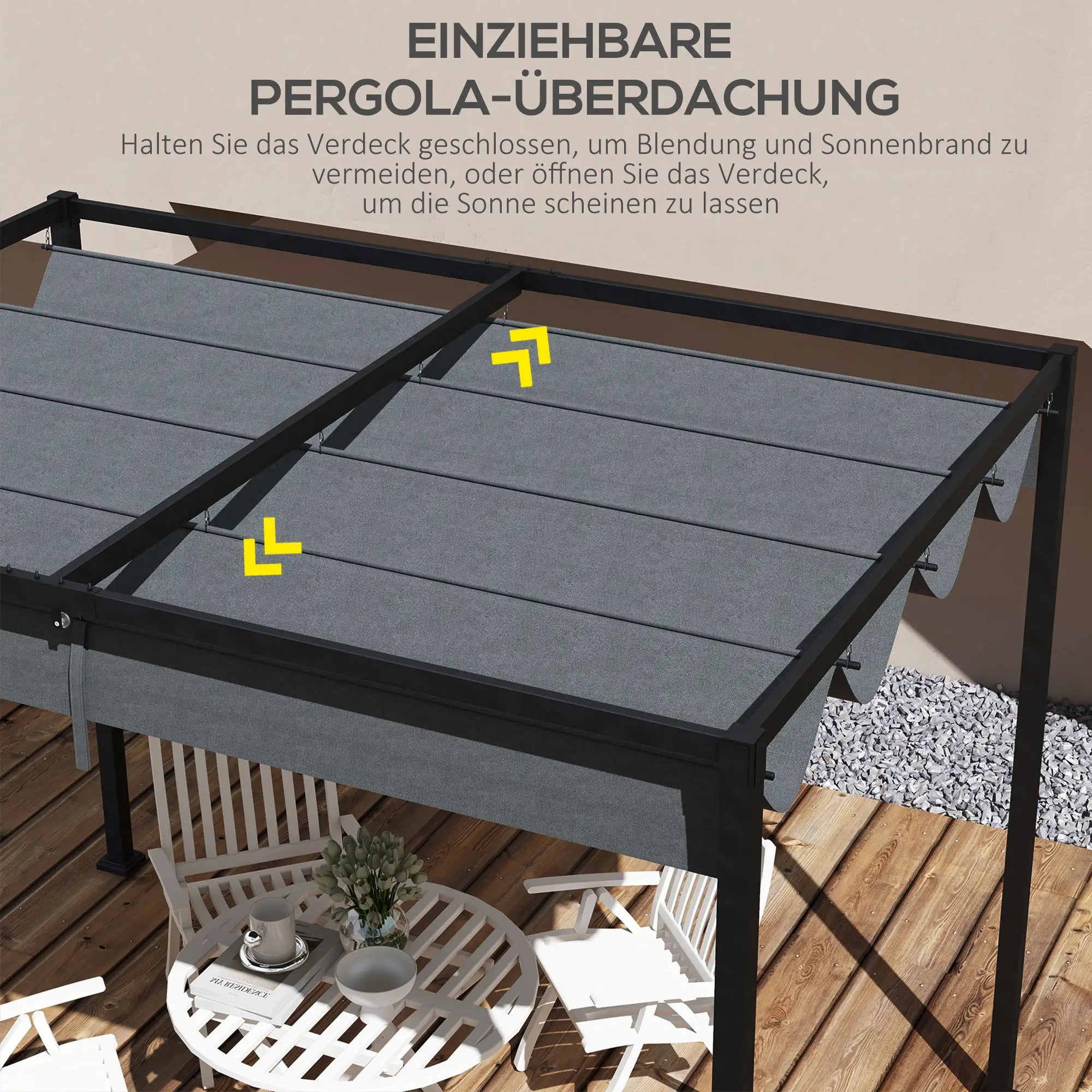 Ersatzdach für Pergola 3x2,5?m, UV-Schutz, Dunkelgrau