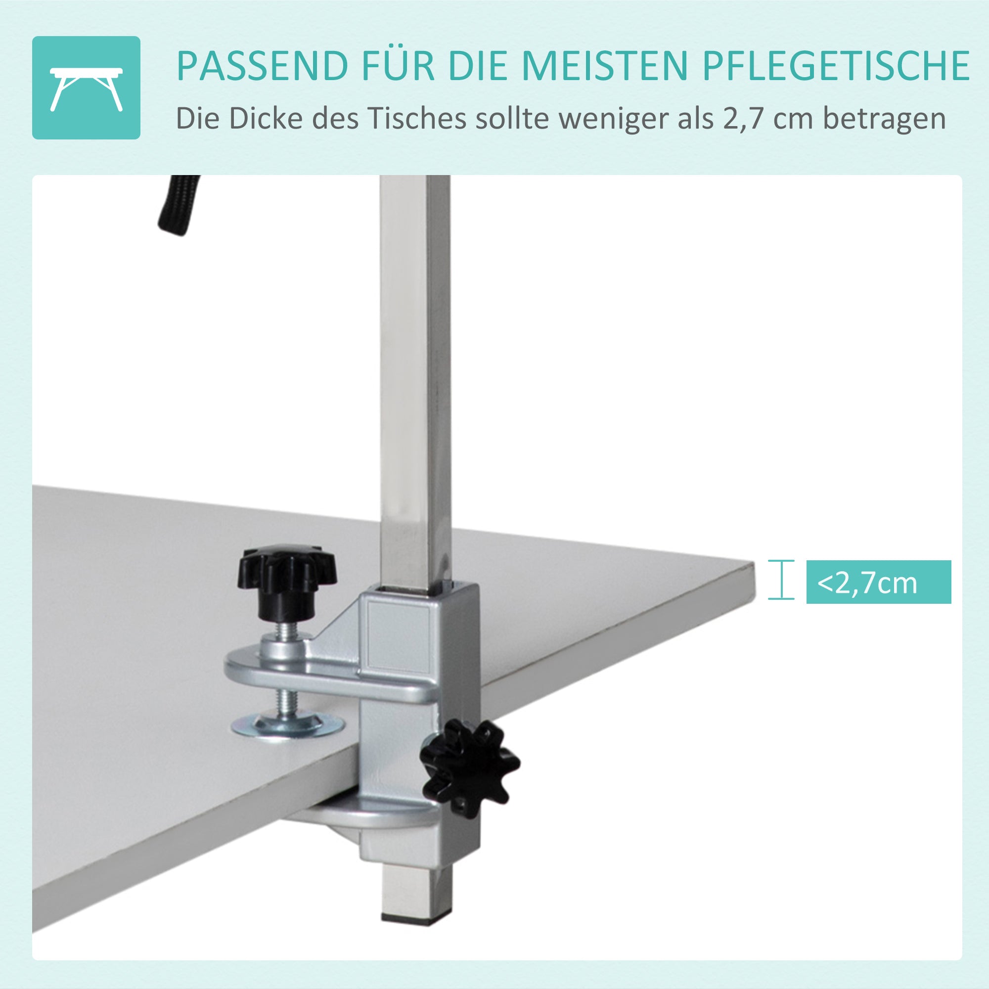 PawHut Haustierfrisiertisch Frisiertisch für Haustiere, höhenverstellbar, 36  x 8 x 74 cm, Silber