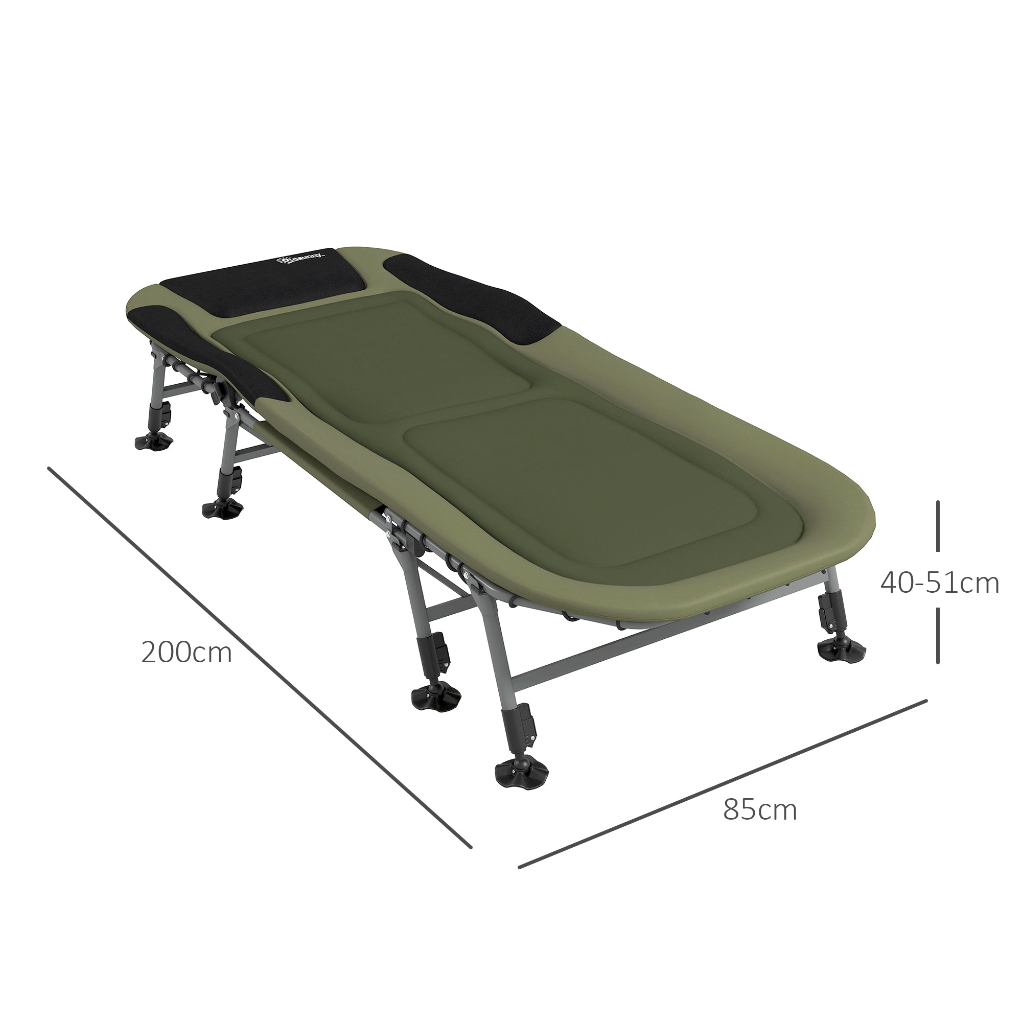 Outsunny Campingliege Campingbett Feldbett, 200 x 85 x 40-55 cm, Grün