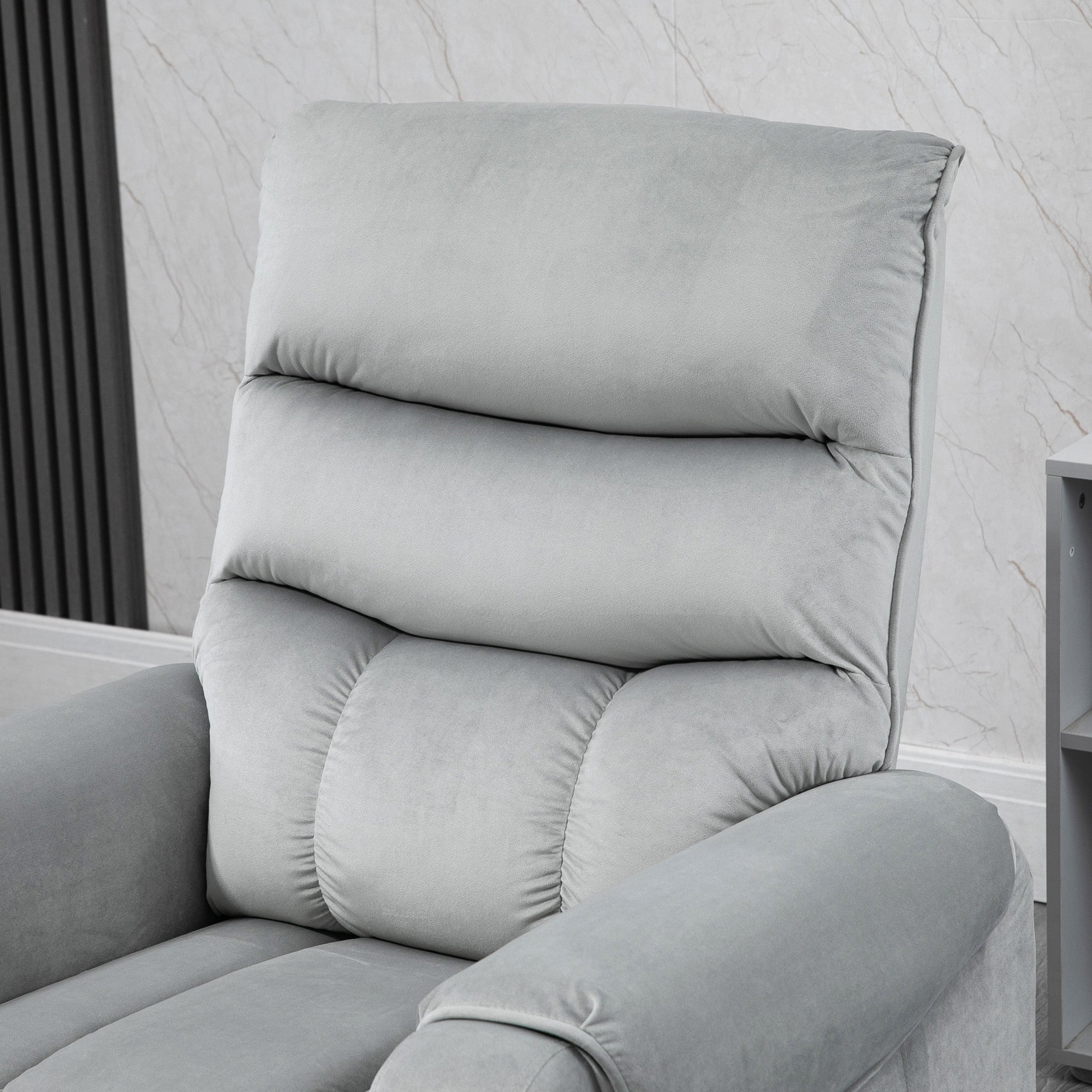 HOMCOM Aufstehhilfe Relaxsessel TV Sessel mit schlaffunktion elektrischer Fernsehsessel mit Liegefunktion Samtartiges Polyester Metall Schaumstoff Hellgrau 79 x 97 x 103 cm