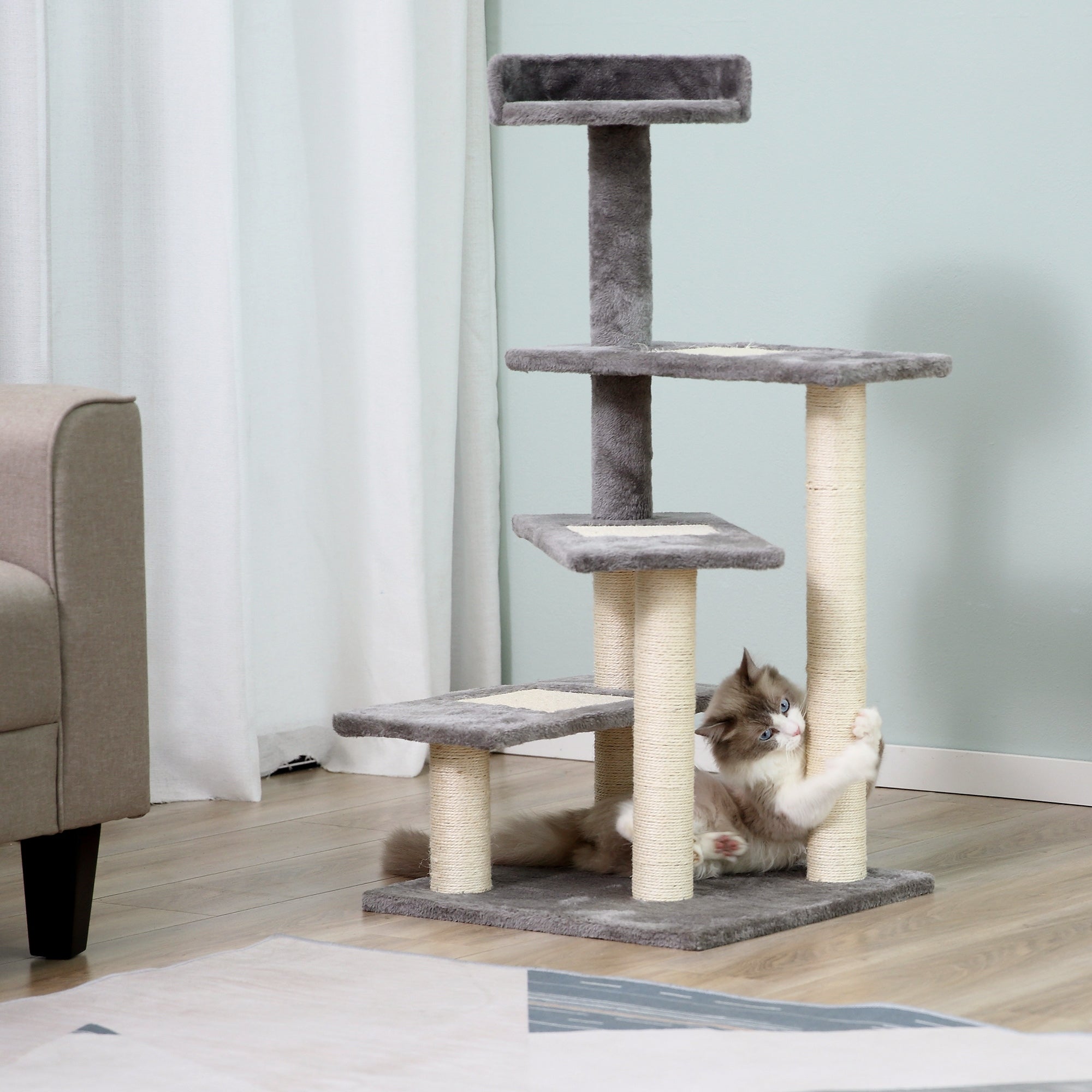 Arbre à chat robuste PawHut, capacité de charge 15 kg