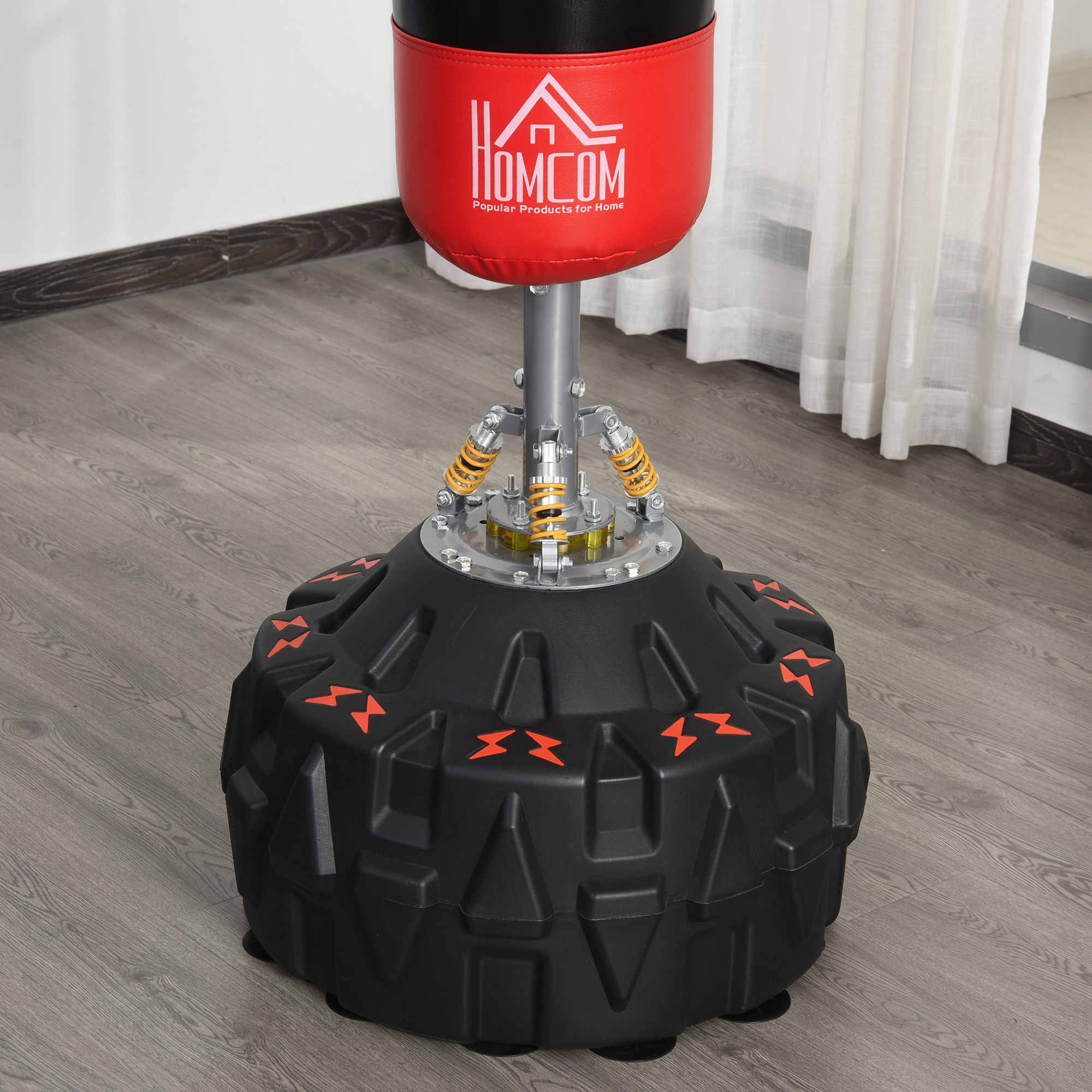 HOMCOM Standboxsack Erwachsene Freistehender Boxtrainingsgerät Boxpartner Boxassistent Training mit Saugfuß Schwarz+Rot 60x60x180 cm