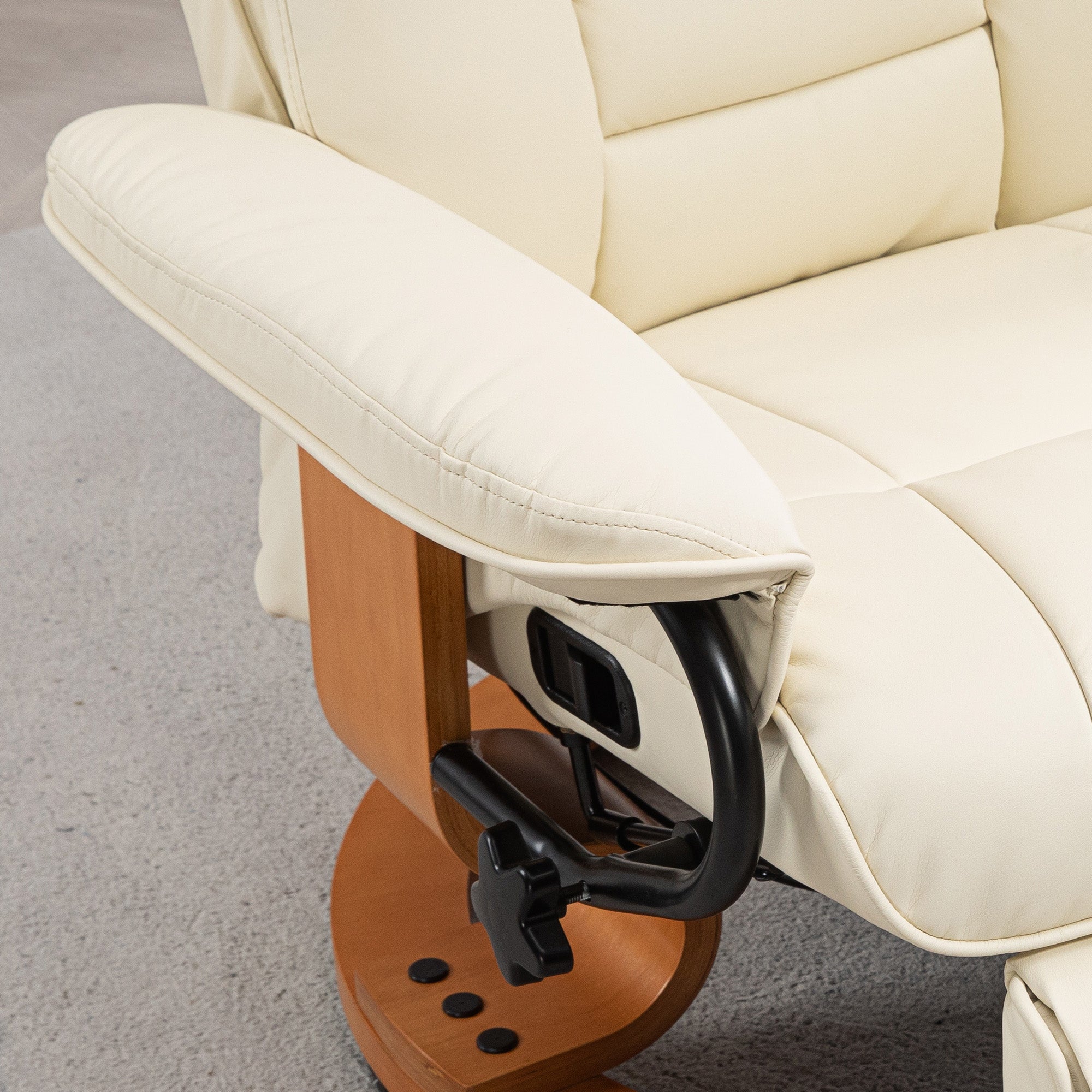 HOMCOM Relaxsessel mit Liegefunktion, drehbar, bis 150 kg, Kunstlederbezug, Stahlrahmen, Cremeweiß