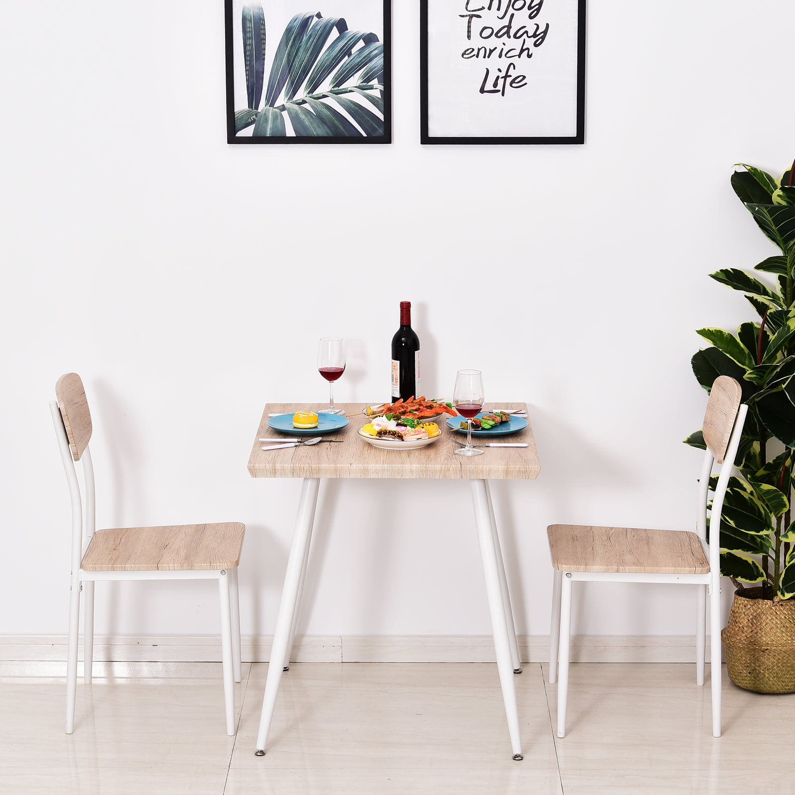 Ensemble de salle à manger 3 pièces HOMCOM – ensemble table à manger avec 2 chaises