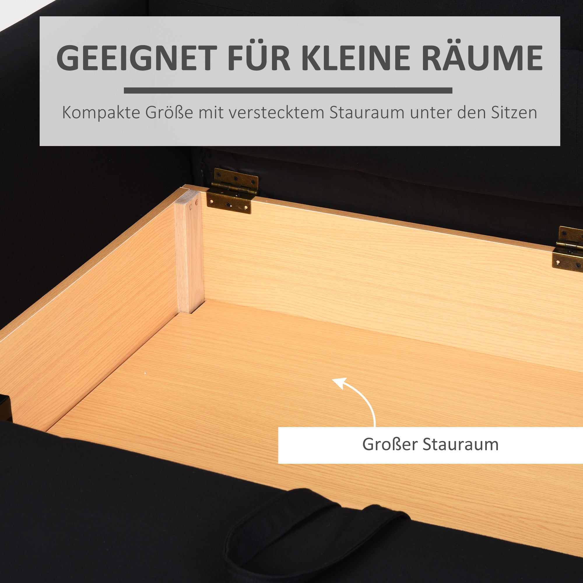 HOMCOM Schlafsofa, 2er-Sofa, mit verstecktem Stauraum, Pollycotton, Dunkelgrau