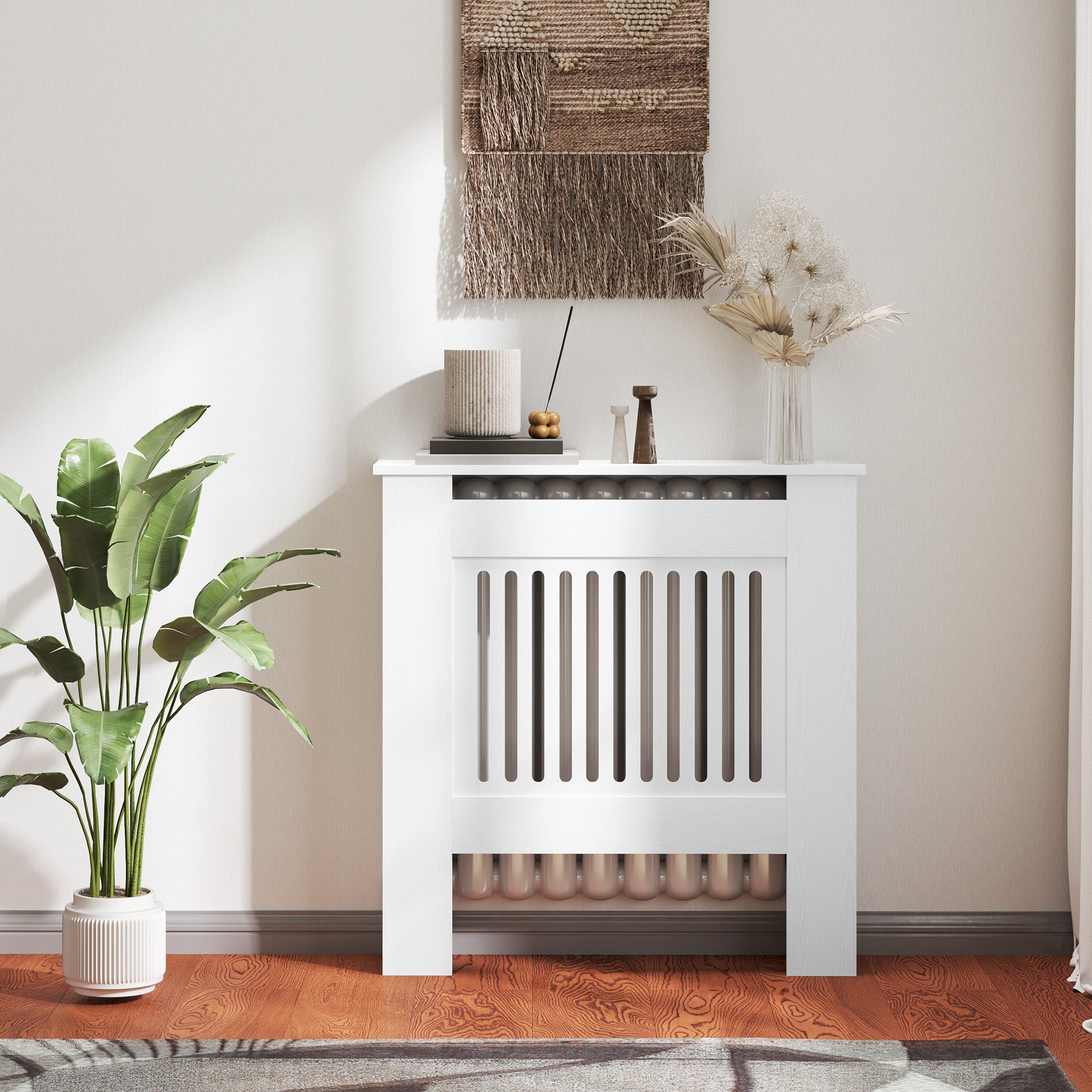 HOMCOM Heizkörperverkleidung, Heizungsabdeckung, 78 x 19 x 81cm, Heizkörper-Abdeckung für Schlafzimmer, Wohnzimmer, MDF, Weiß