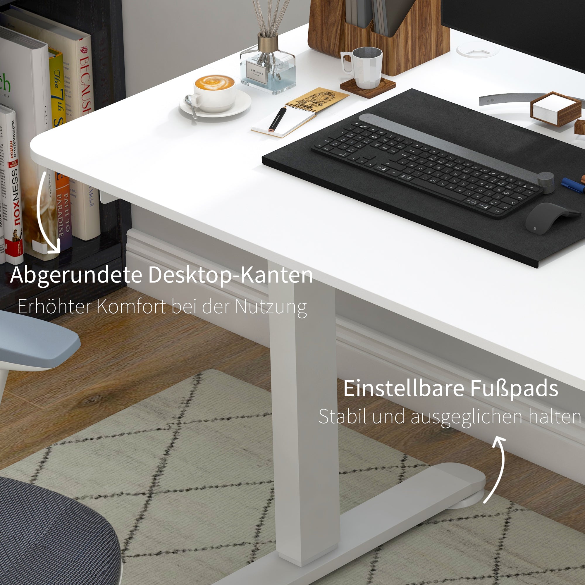 Vinsetto Stehpult höhenverstellbarer Computertisch Schreibtisch, 140 cm x 70 cm x 116 cm, Weiß