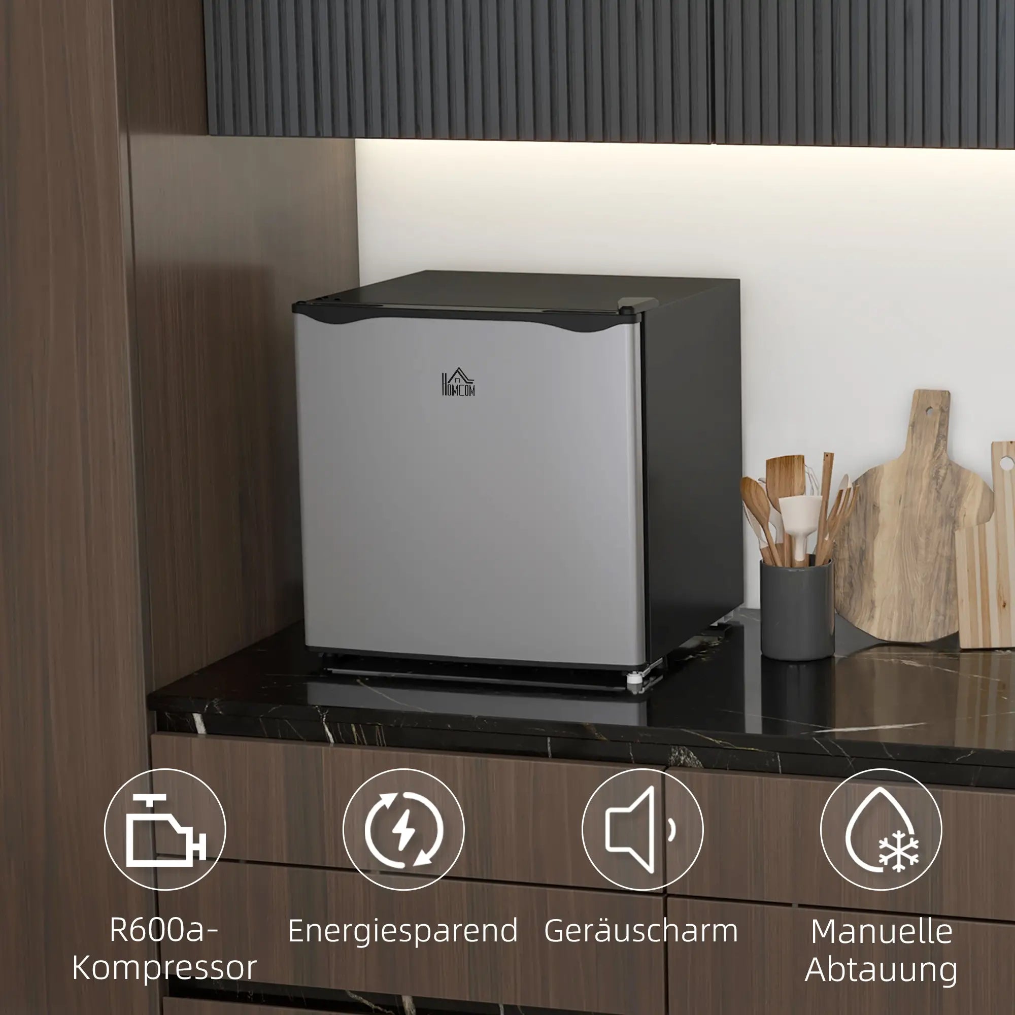 HOMCOM Mini-Gefrierschrank 35?L Silber – kompakt & effizient