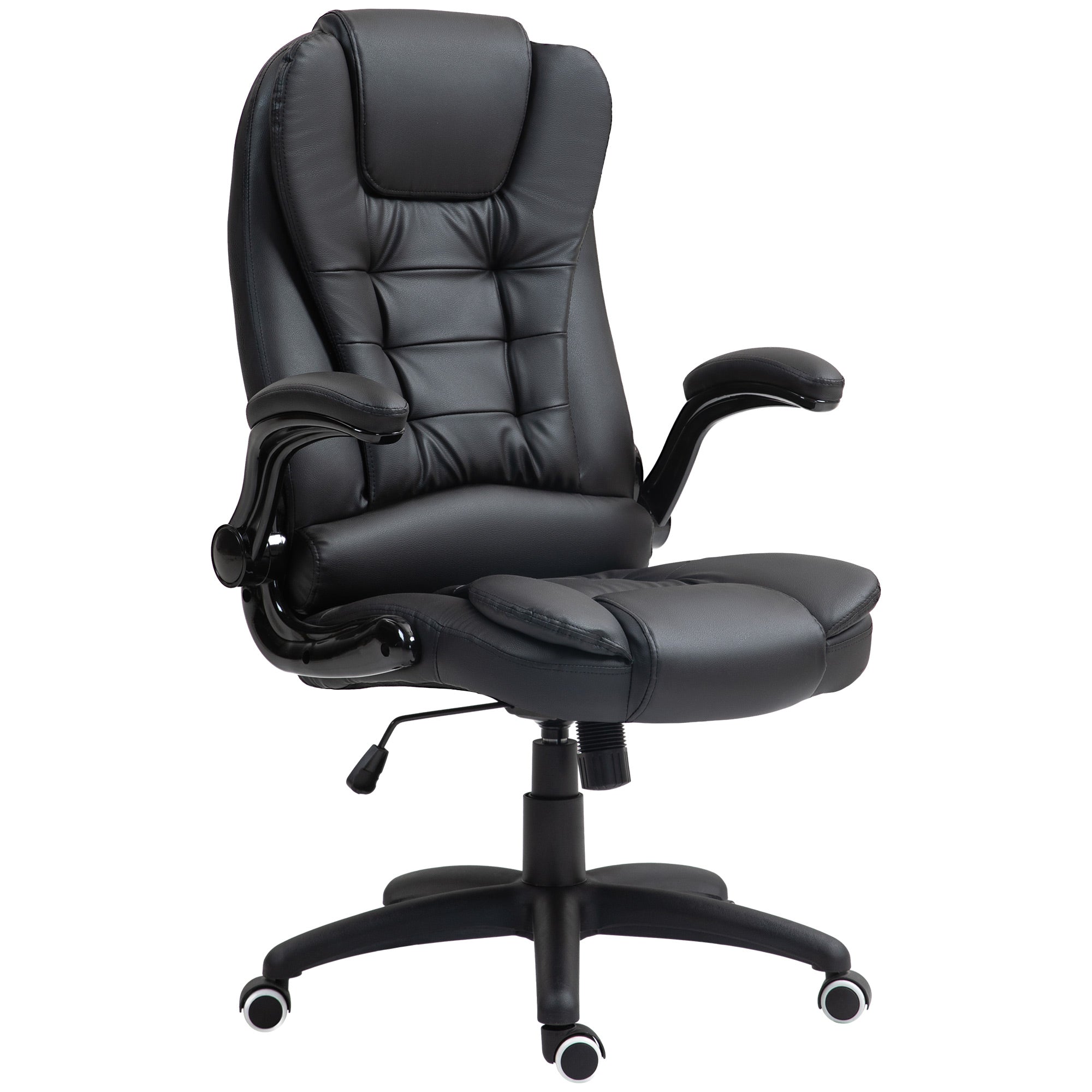 HOMCOM Ergonomischer Bürostuhl, klappbare Armlehnen, Neigefunktion, Schwarz