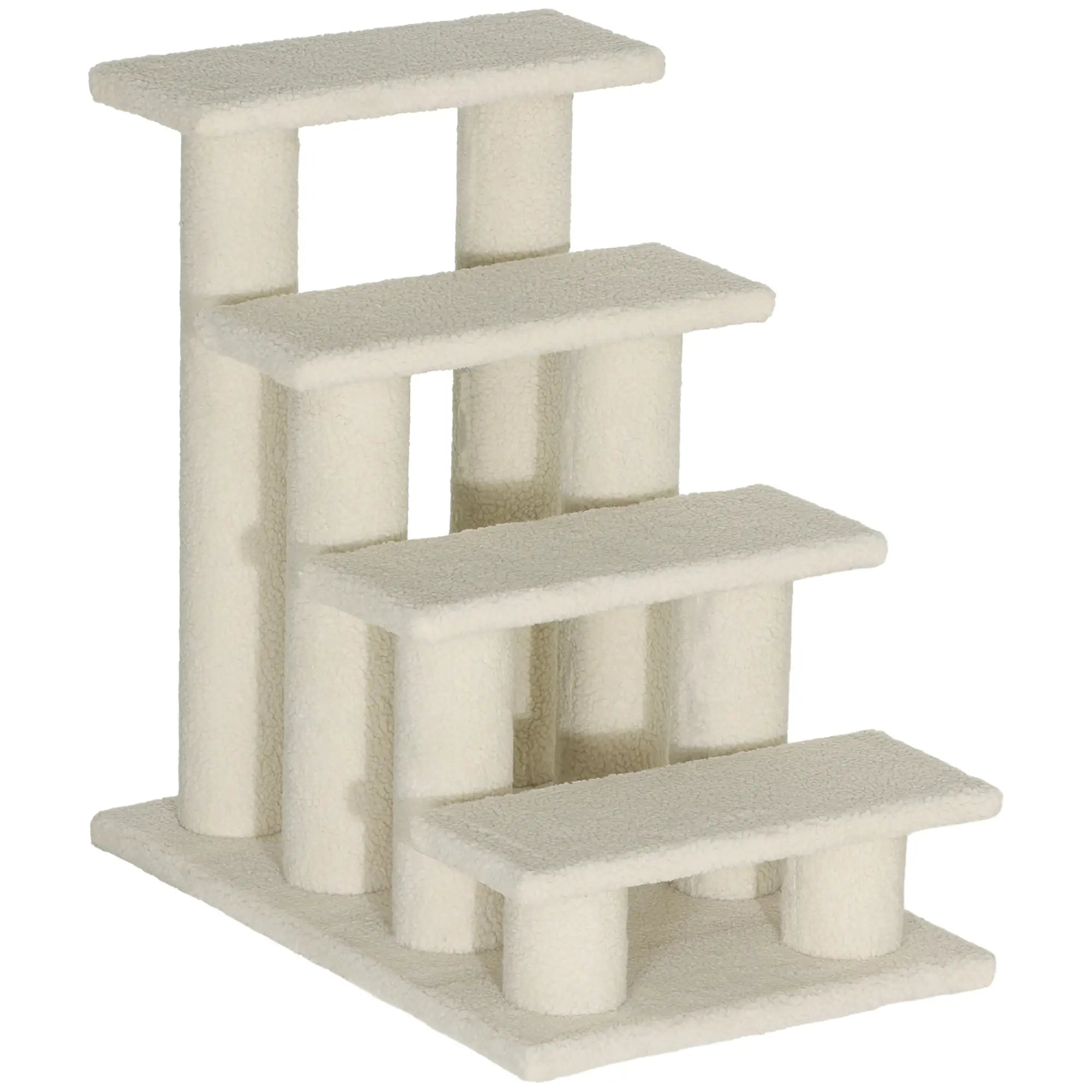 Escalier pour animaux de compagnie PawHut pour chiens et chats, 4 marches en peluche