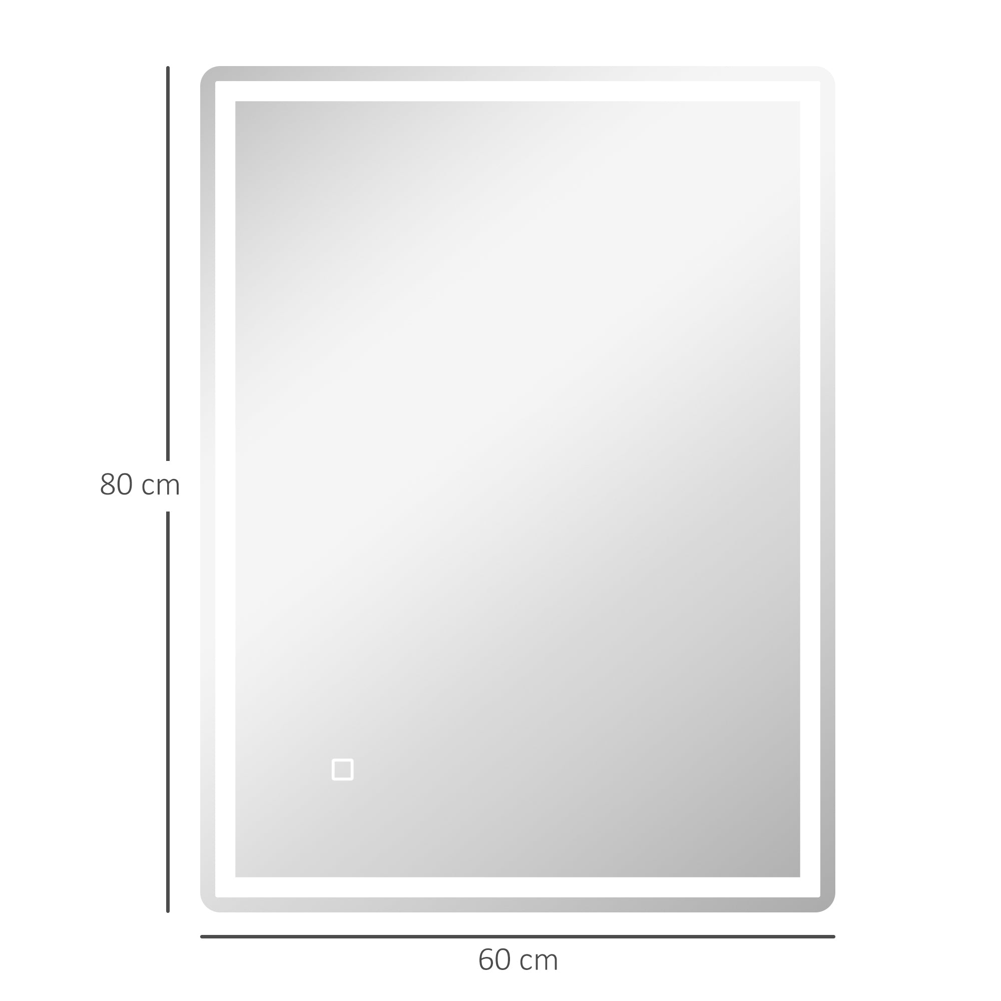 HOMCOM Badspiegel Badezimmerspiegel Wandspiegel LED´s. Ber, gsschalter, Antibeschlagfunktion, 60 x 80 x 4 cm, Weiß