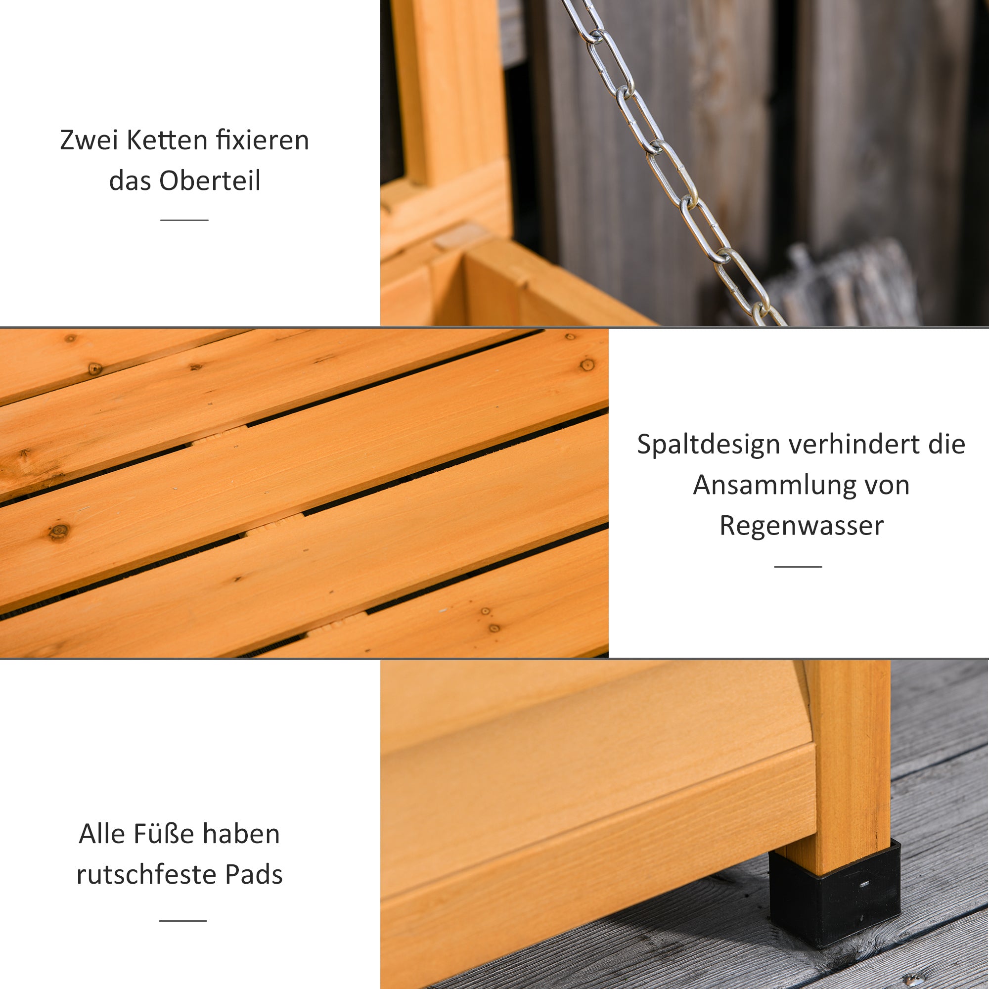 Outsunny Gartenbox, Kissenbox, Aufbewahrungsbox, Aufbewahrungsbox, Gartentruhe, wetterbeständig, Massivholz, 127 x 56 x 60 cm Gelb