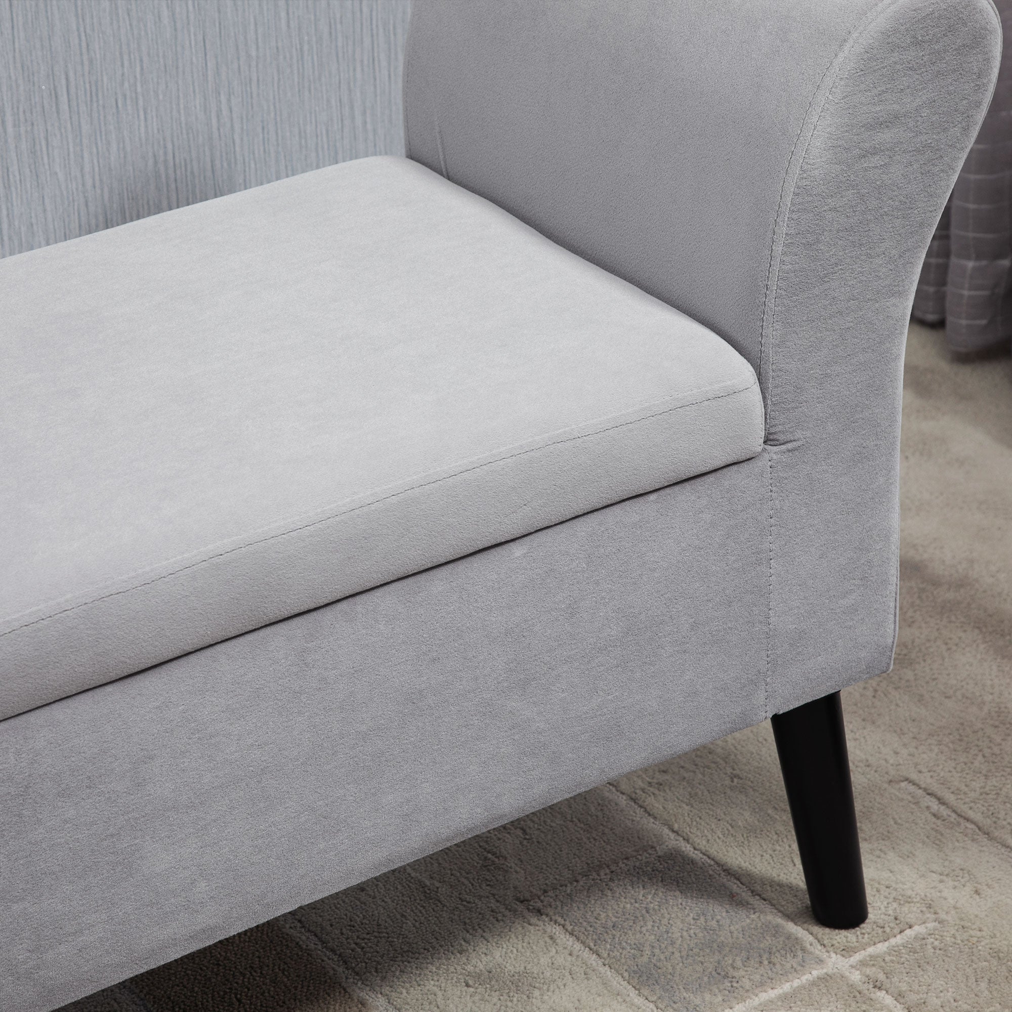 HOMCOM Polsterbank mit Stauraum, Truhenbank mit Armlehnen, 46 cm Sitzhöhe, samtartiges Polyester, 111,5 x 41 x 65 cm, Hellgrau