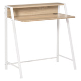 HOMCOM Schreibtisch, Computertisch mit Ablage und Kabel Management, moderner Schreibtisch mit Metallgestell für Arbeitszimmer, Schlafzimmer, Home Office, 84 x 45 x 85 cm, Walnuss+Schwarz, 84cm x 45cm x 85cm, 84cm x 45cm x 85cm