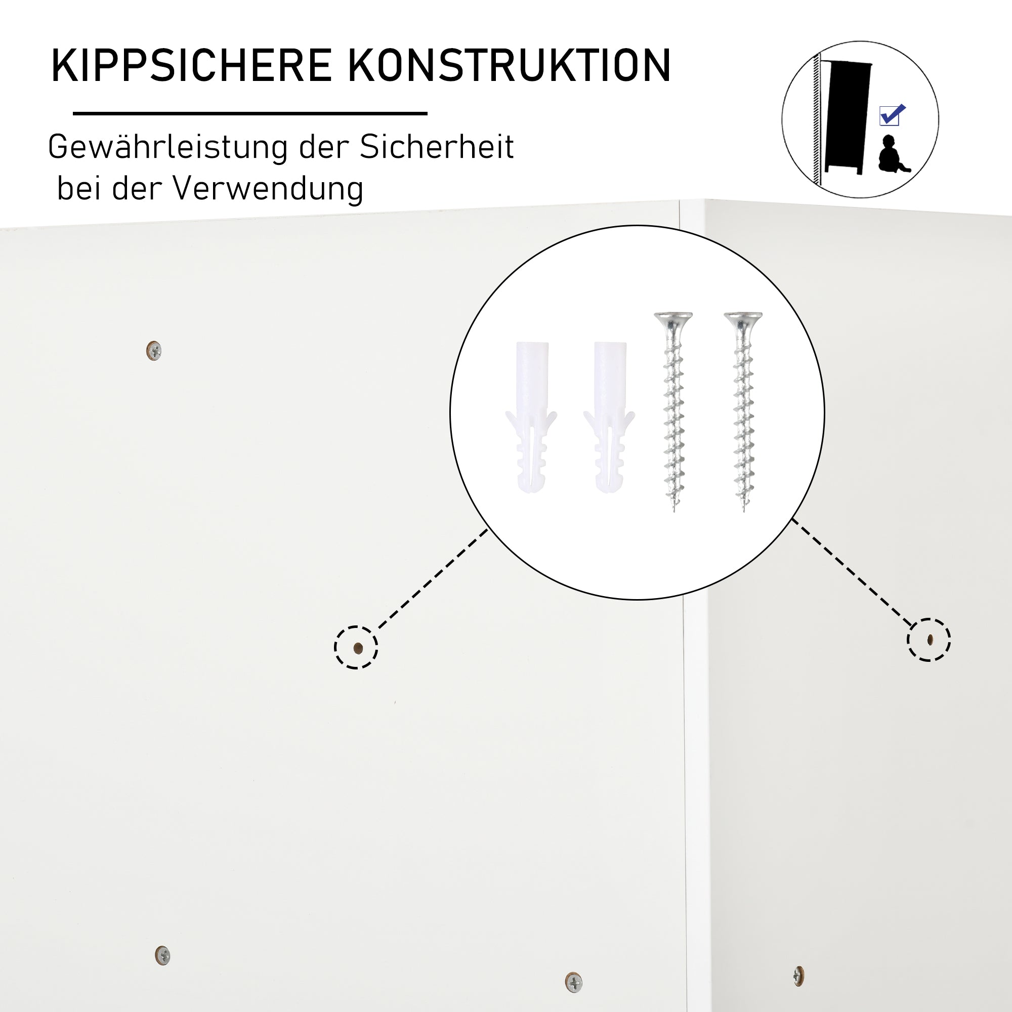 HOMCOM Aufbewahrungsregal für Kinder, 3 Vliesschubladen, MDF, kippsicher, Weiß