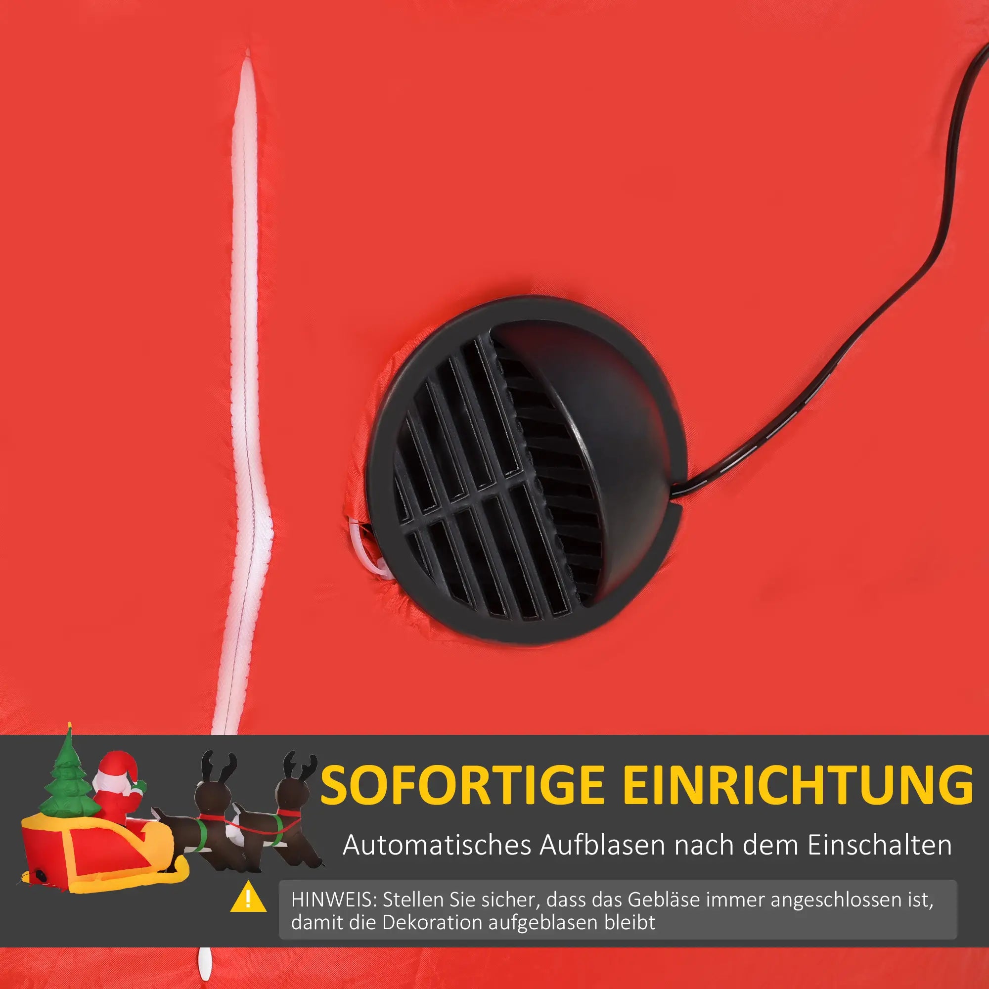 HOMCOM Aufblasbarer Weihnachtsmann mit Rentierschlitten LED IP44