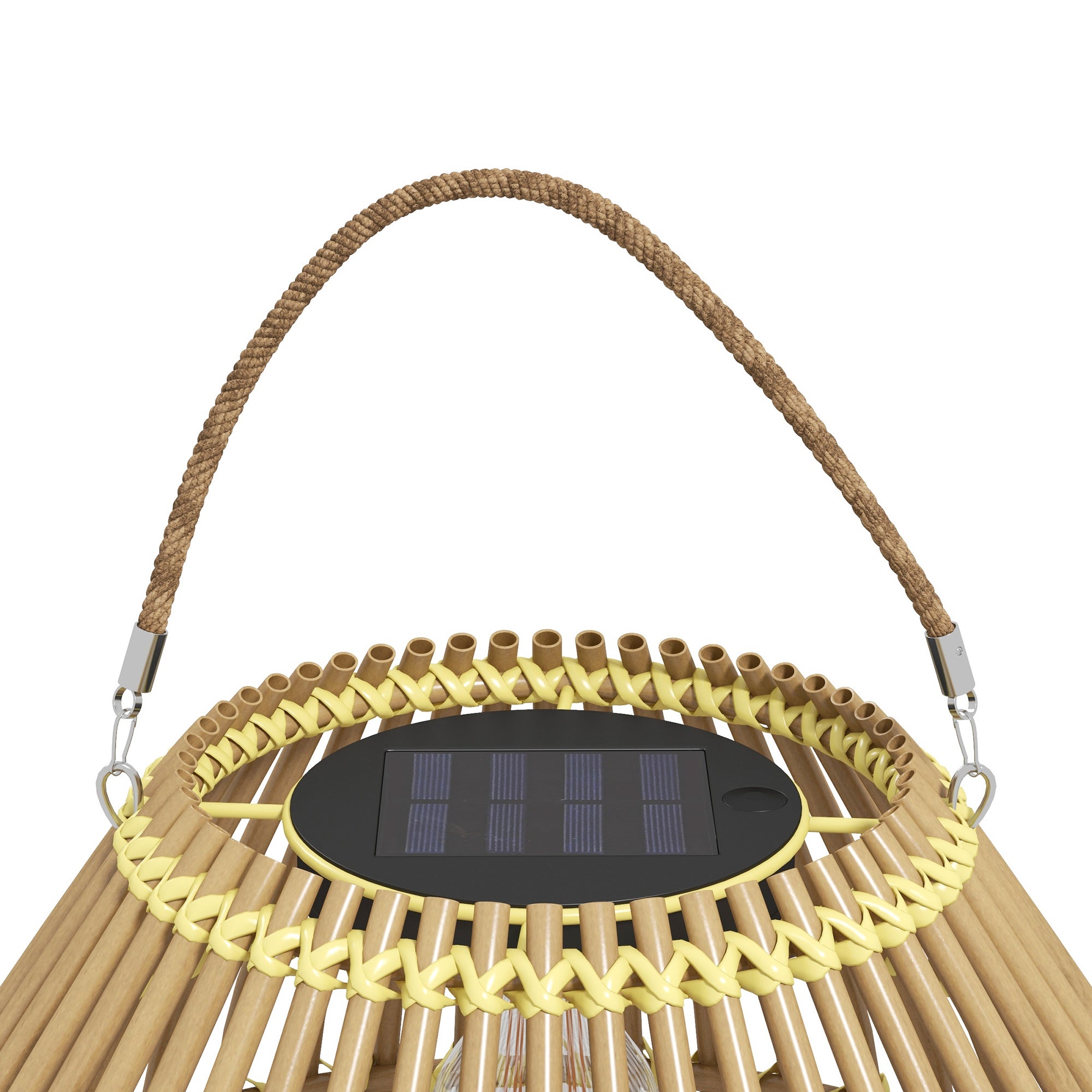 Outsunny Gartenleuchte Solarleuchte Garten-Solarleuchte, PE-Rattan, Boho-Design, 31 cm x 31 cm x 32 cm, Gelb