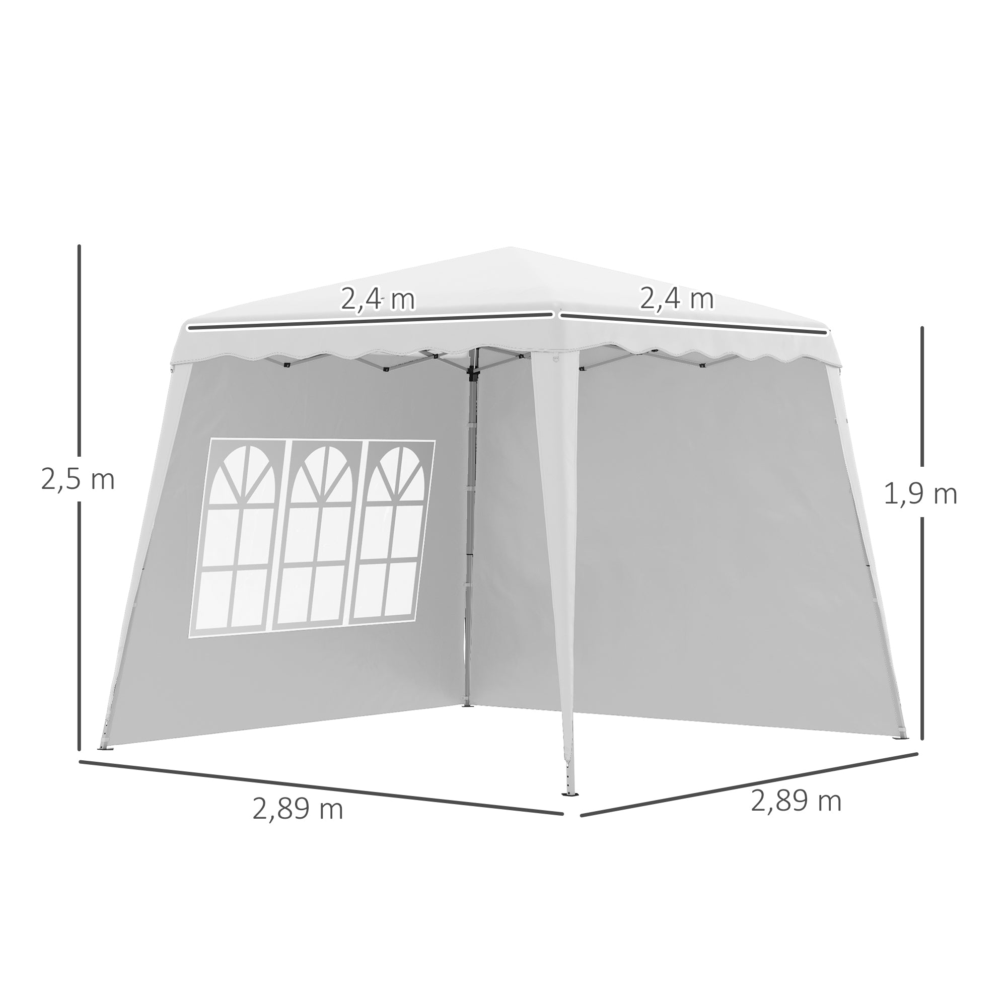 Outsunny Pop Up Pavillion Faltpavillion, inkl. Fernstern, wetterbeständig, 240 x 240 x 250 cm, Weiß