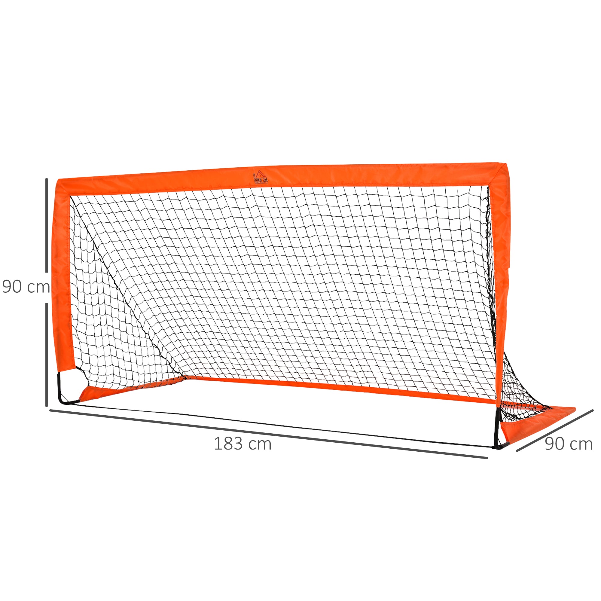 HOMCOM Fußballtor Set, leicht, einfache Montage, Tragetasche, Stahlrohre, 183x90x90 cm, Orange
