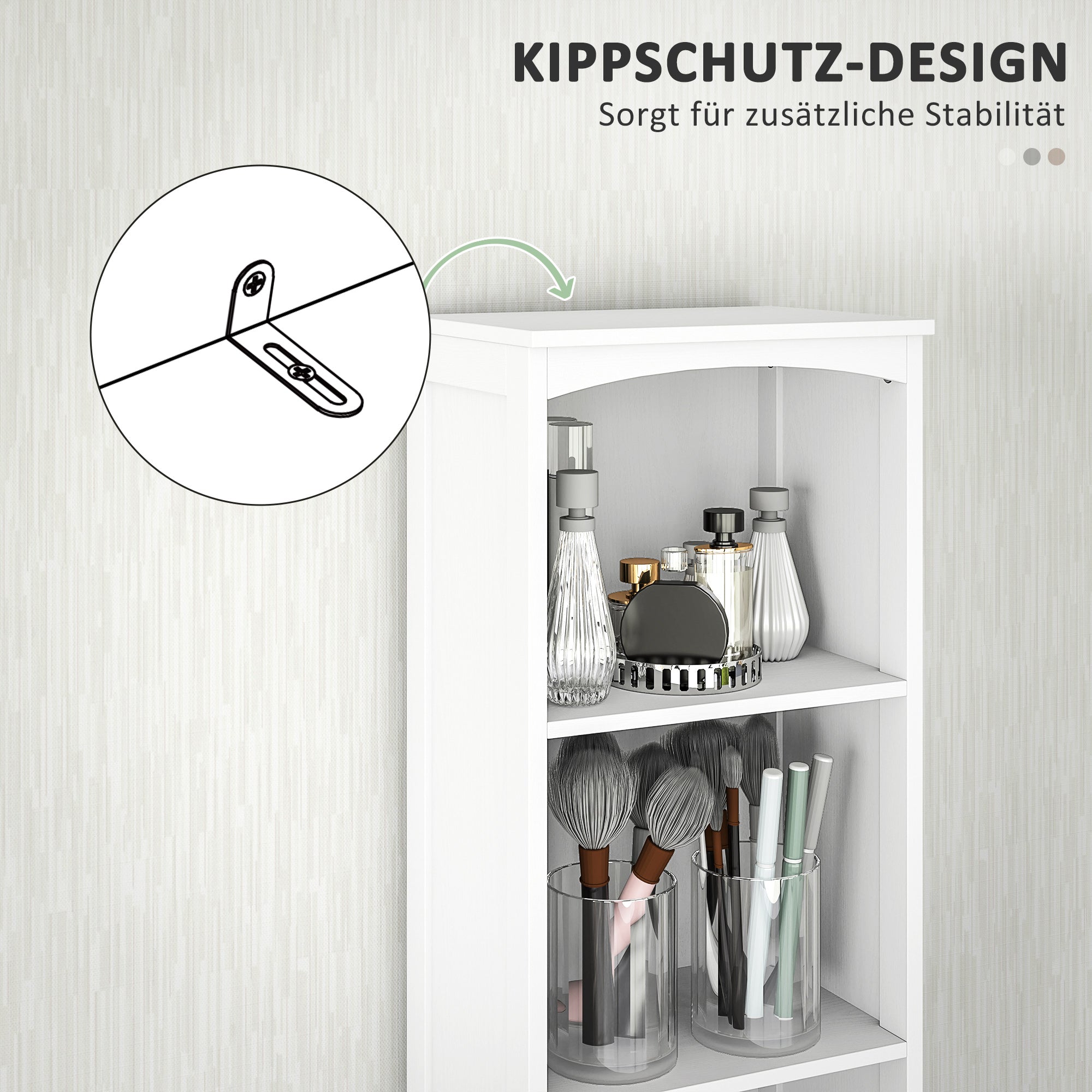 HOMCOM Badezimmerschrank mit 3 Regalen, 1 Schublade, robust, MDF, Weiß