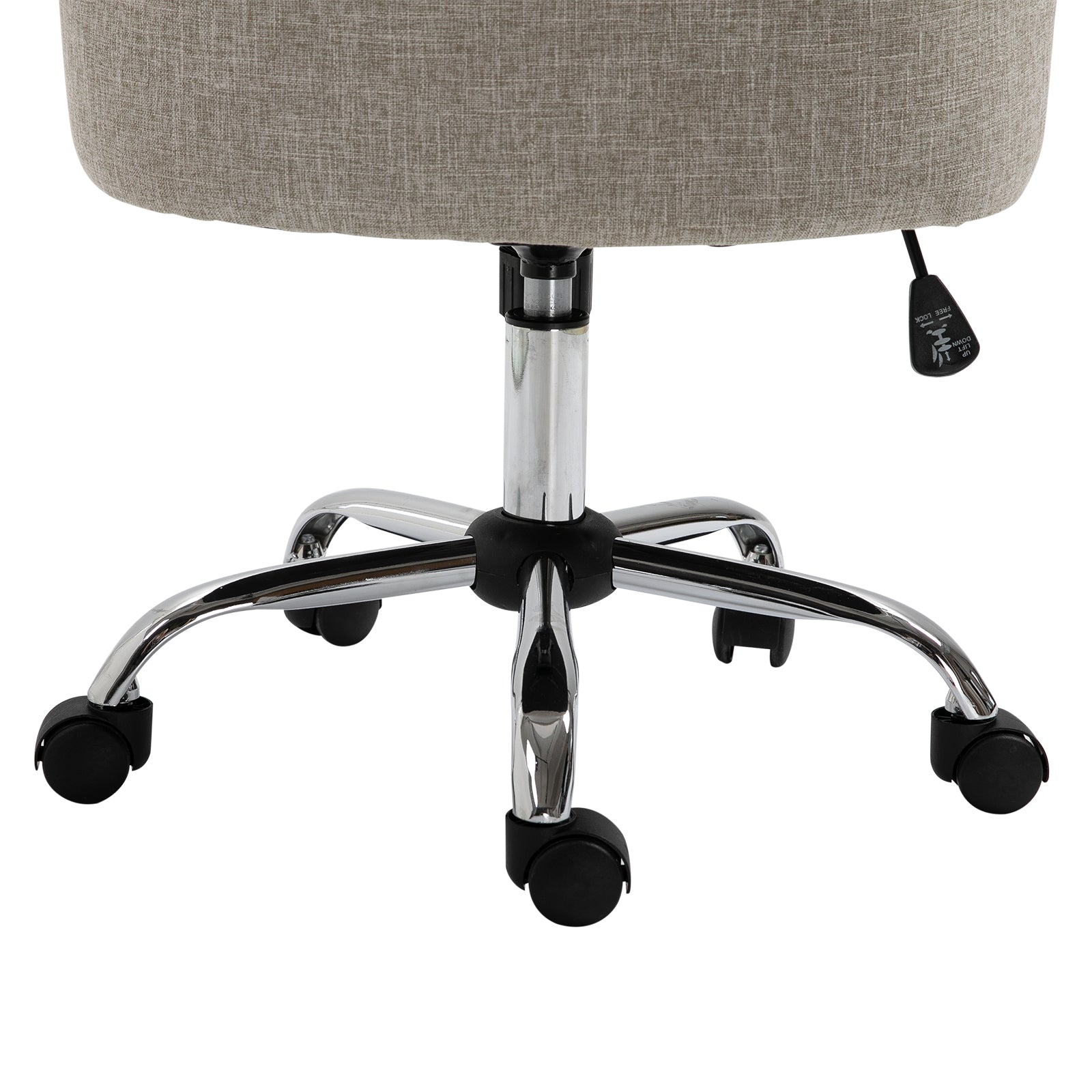 HOMCOM Drehstuhl mit Rollen Polsterstuhl Chefsessel 360° drehbar 150 kg Belastbar Höhenverstellbar Leinen Metall Hellgrau 54 x 65,5 x (84–91) cm