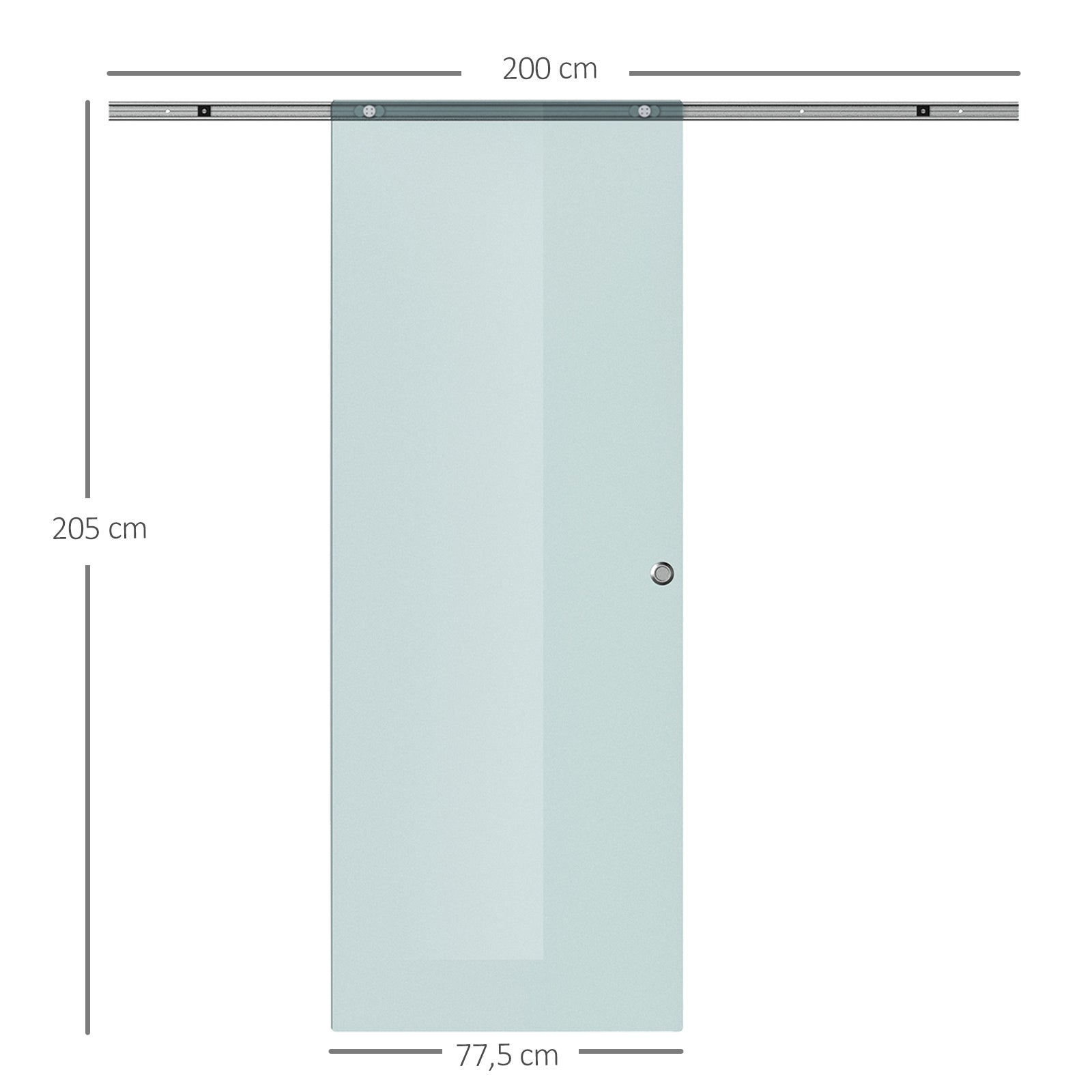 HOMCOM Glasschiebetür Schiebetür Glastür Zimmertür Mattglas 775 x 2050 mm