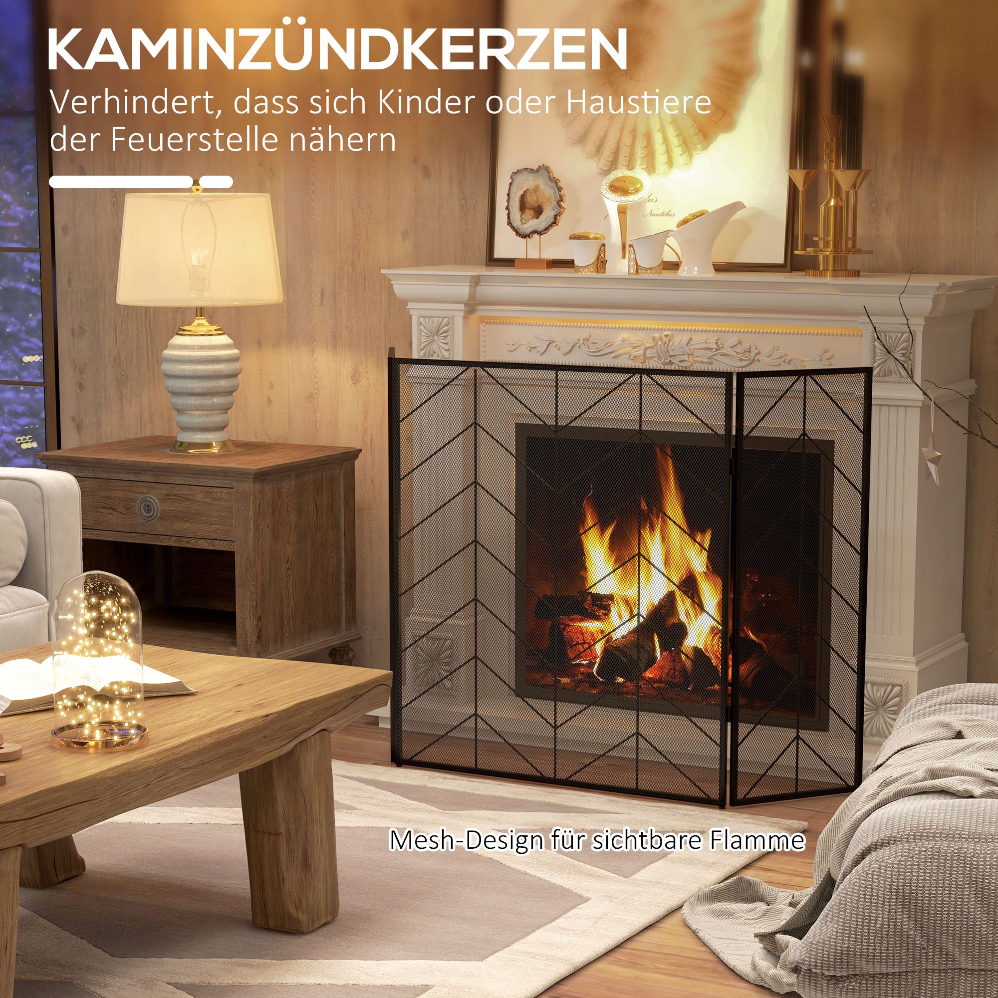 HOMCOM Funkenschutz für Kamine, eleganter Funkenfänger, faltbar, beschichtet, Schwarz, 135 x 85 cm