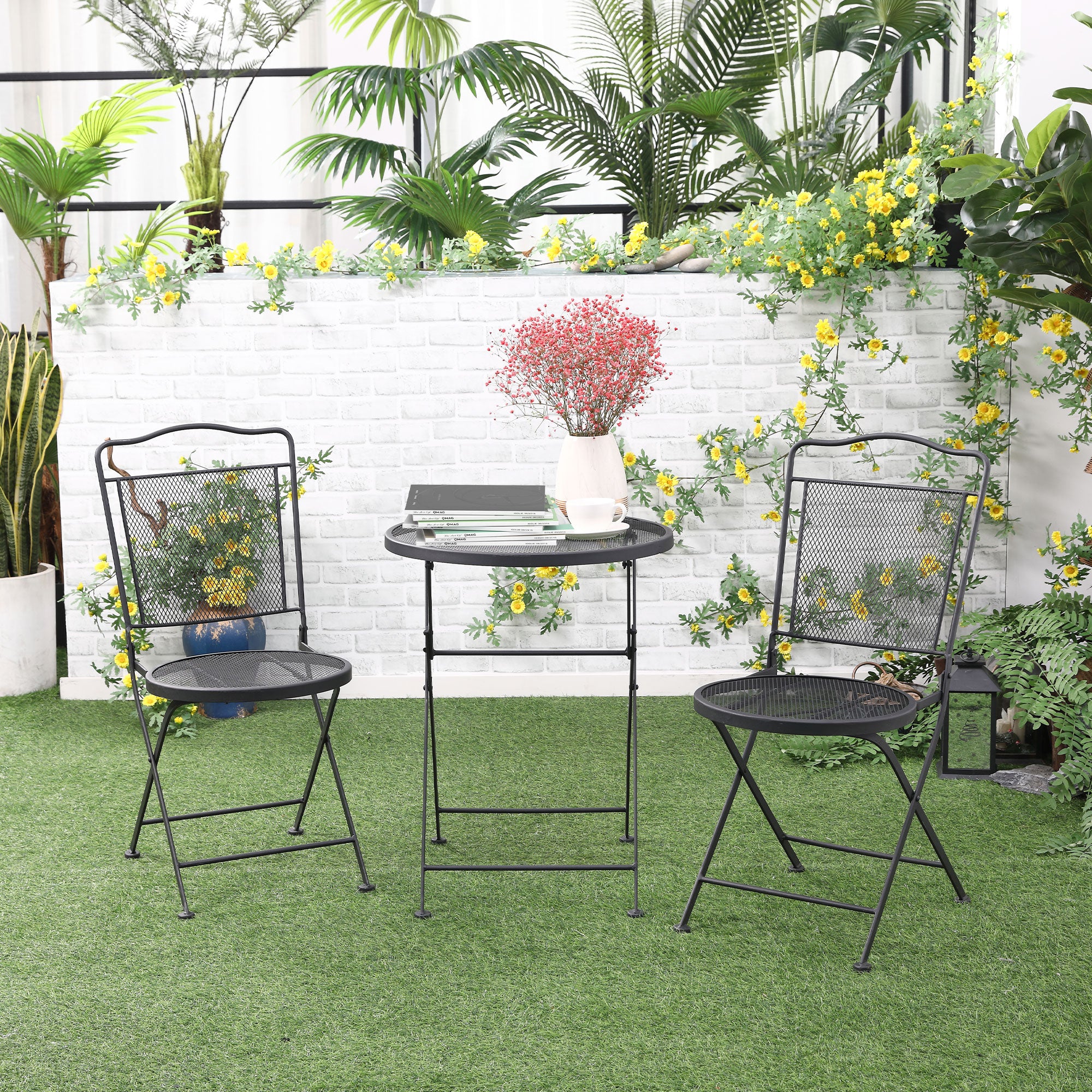Outsunny Gartenmöbelset 3-teilig faltbar Balkonset Outdoor