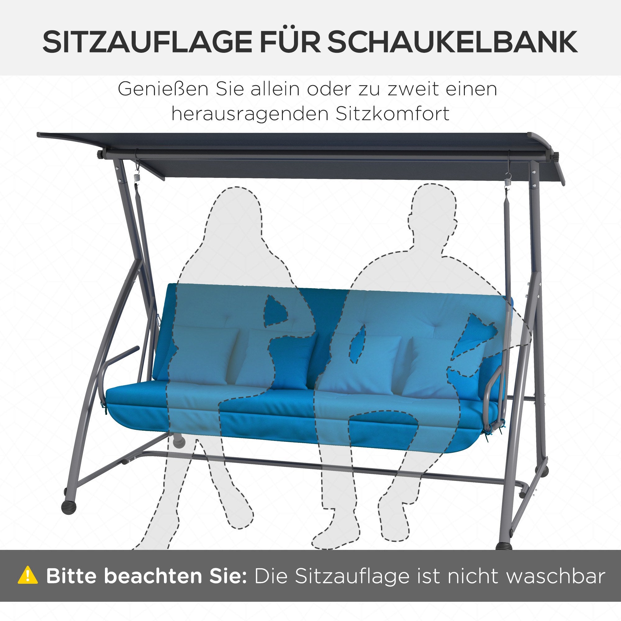 Outsunny Auflagen-Set für Hollywoodschaukel 170 cm Stuhlkissen Schaukelauflage Sitzkissen Gartenschaukel Gartenpolster Rückenkissen Seitenkissen Blau